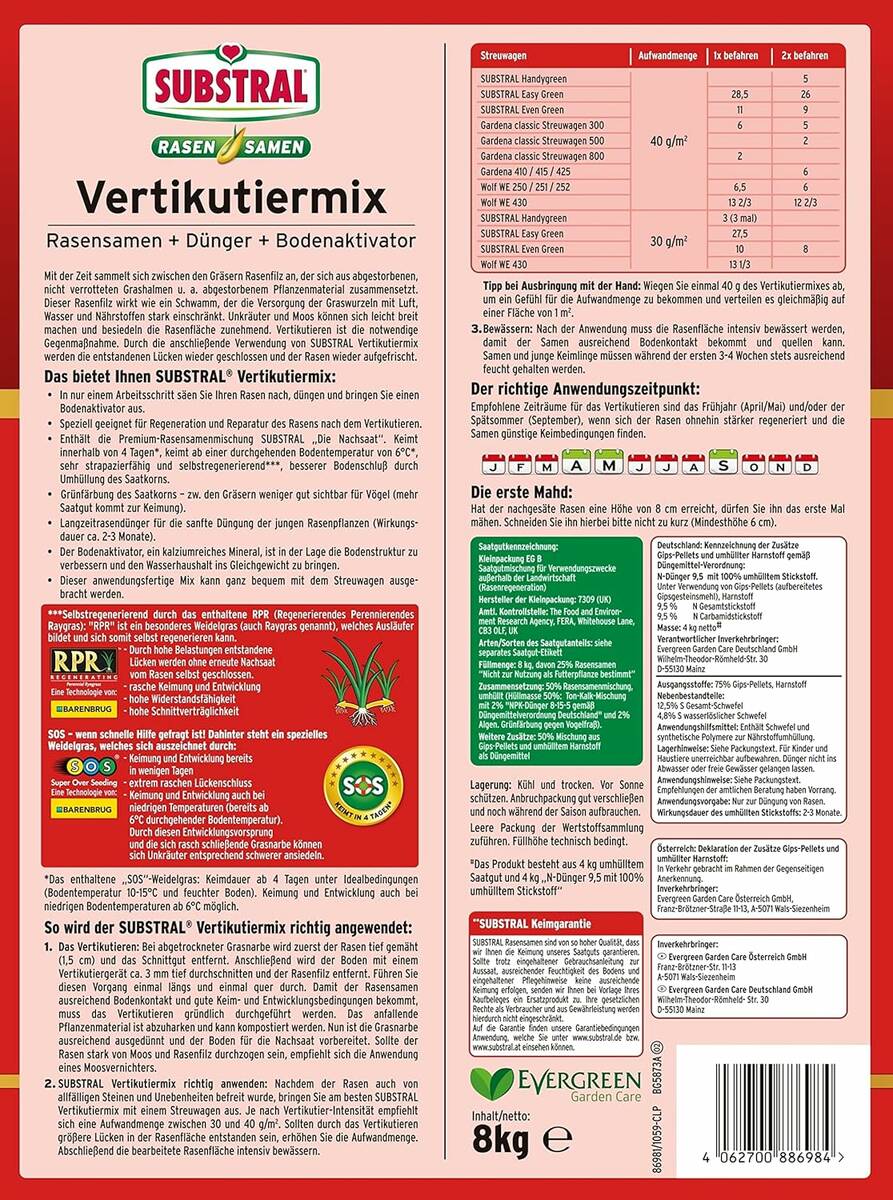 Substral Rasenpflege » 3-in-1 Vertikutiermix « 8 kg, bis 266 m²