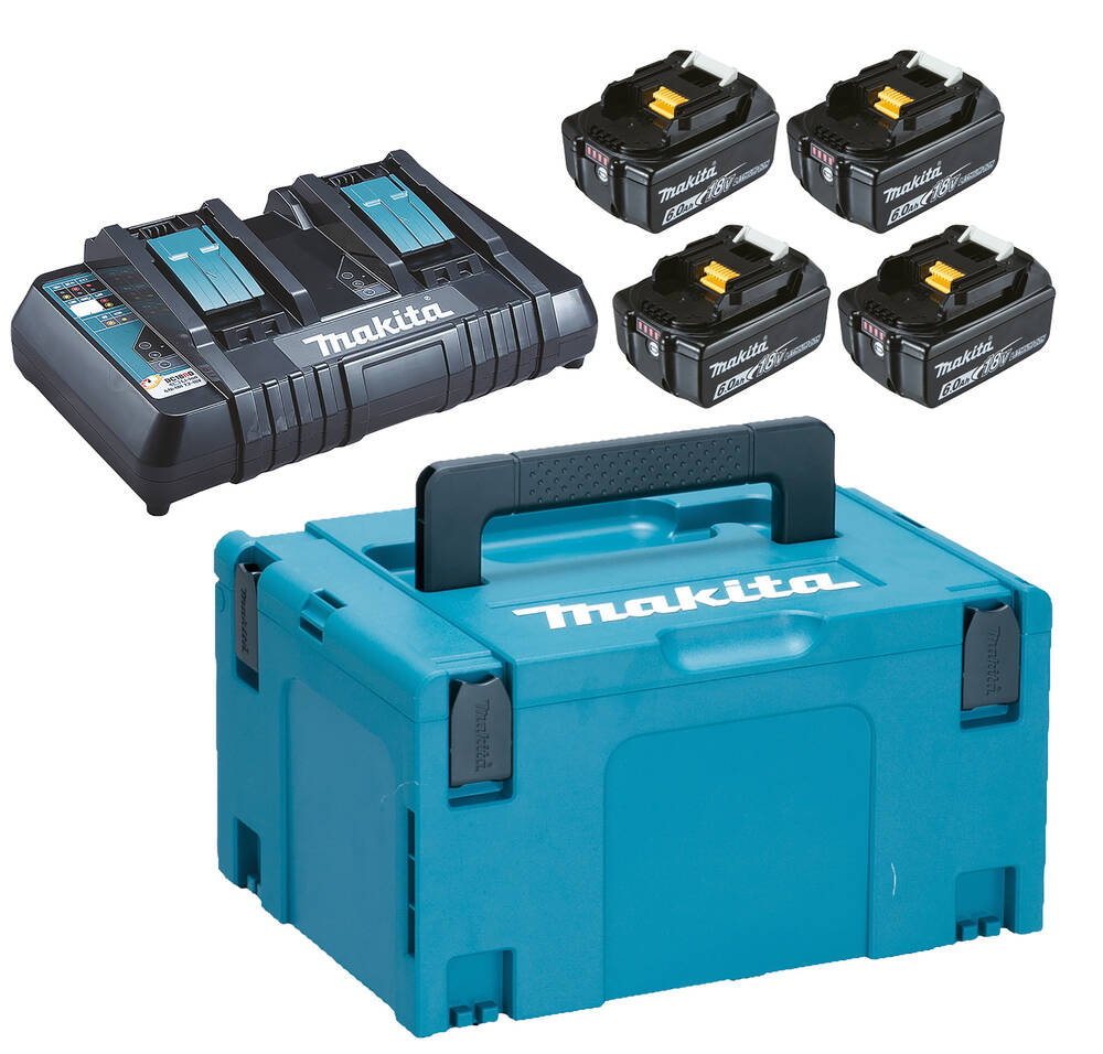 Makita Power Source Kit » 198091-4 « 4x 6,0 Ah Akkus plus Ladegerät