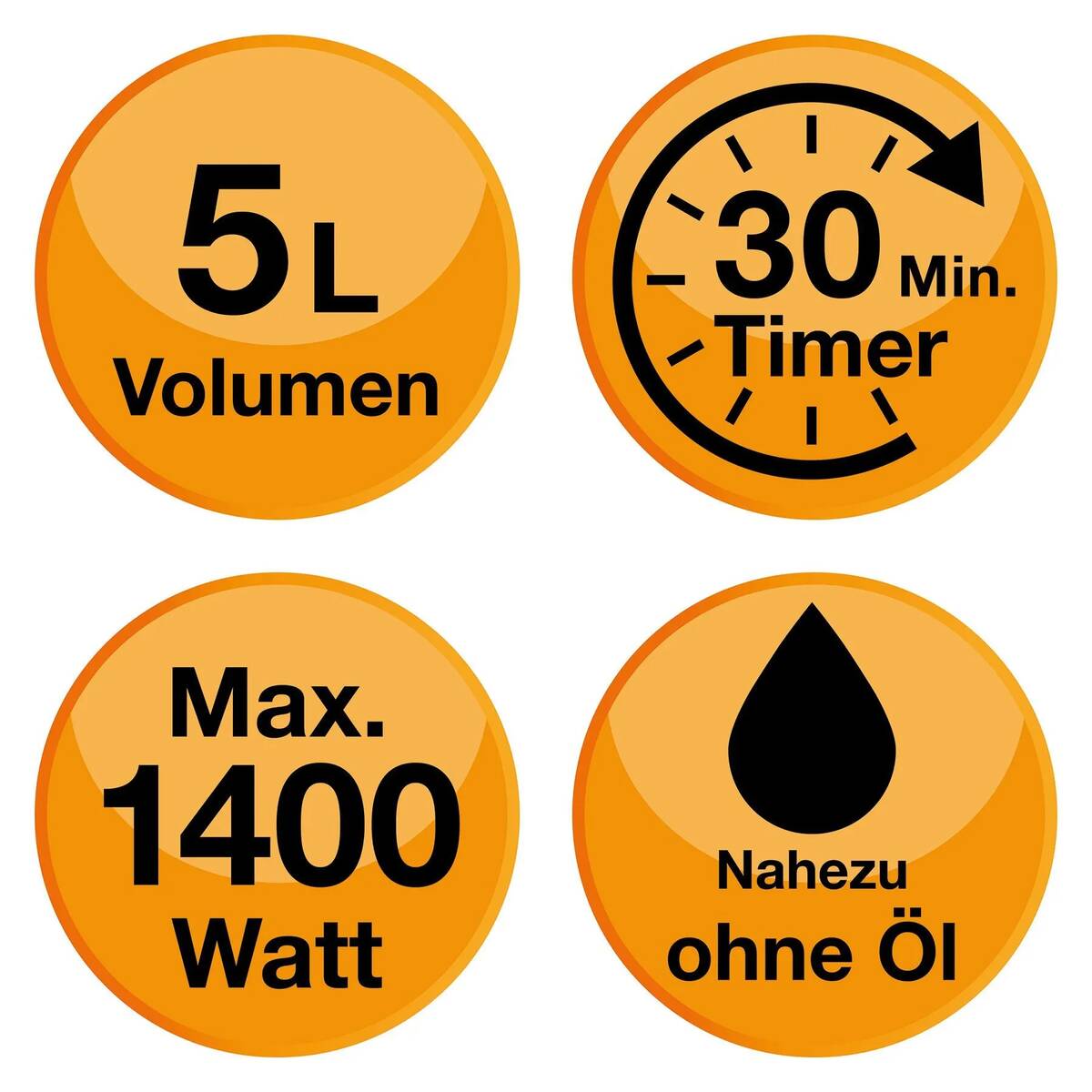 Kochwerk » Heißluft-Fritteuse « rot, 5 Liter, 1400 W, Timer, 200 Grad