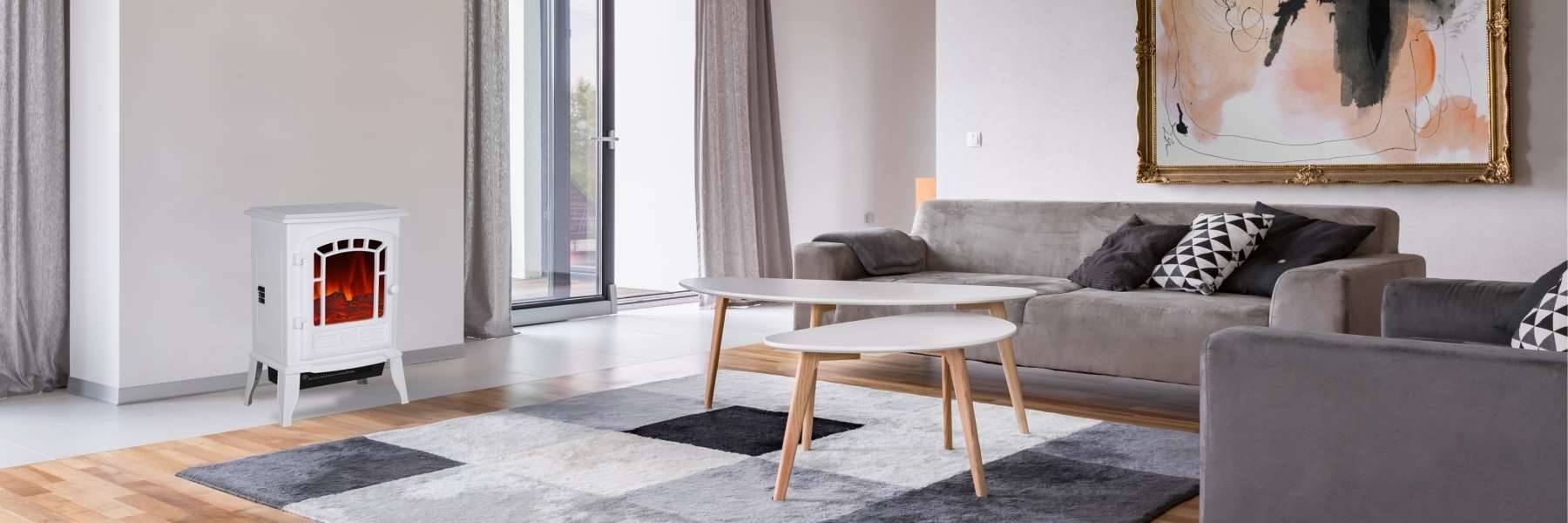 El Fuego® Elektrokamin » Como « Weiß, LED Beleuchtung & Gluteffekt