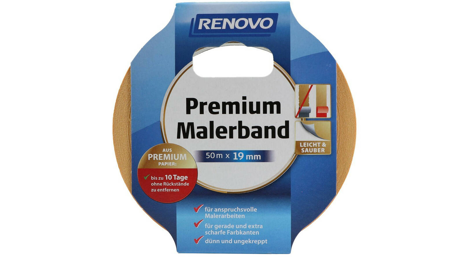 Renovo Premium Malerband » 50 m x 19 mm « Garantiert scharfe Kanten