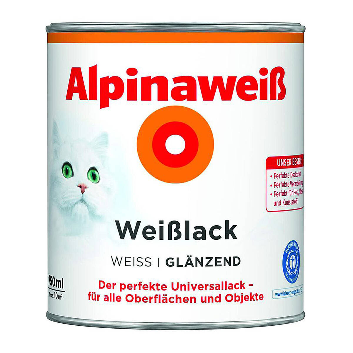 Alpina Alpinaweiß » Weißlack « 750 ml, Glänzend, Universallack
