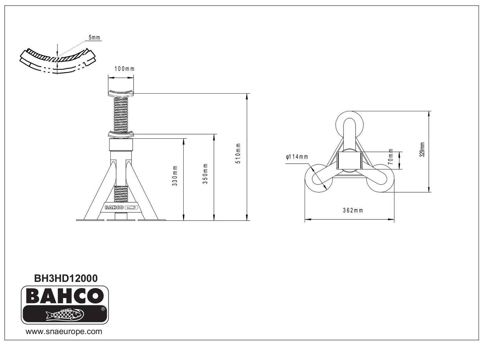 Bahco Schwerlast-Unterstellbock BH3HD12000 - 12 Tonnen Tragfähigkeit