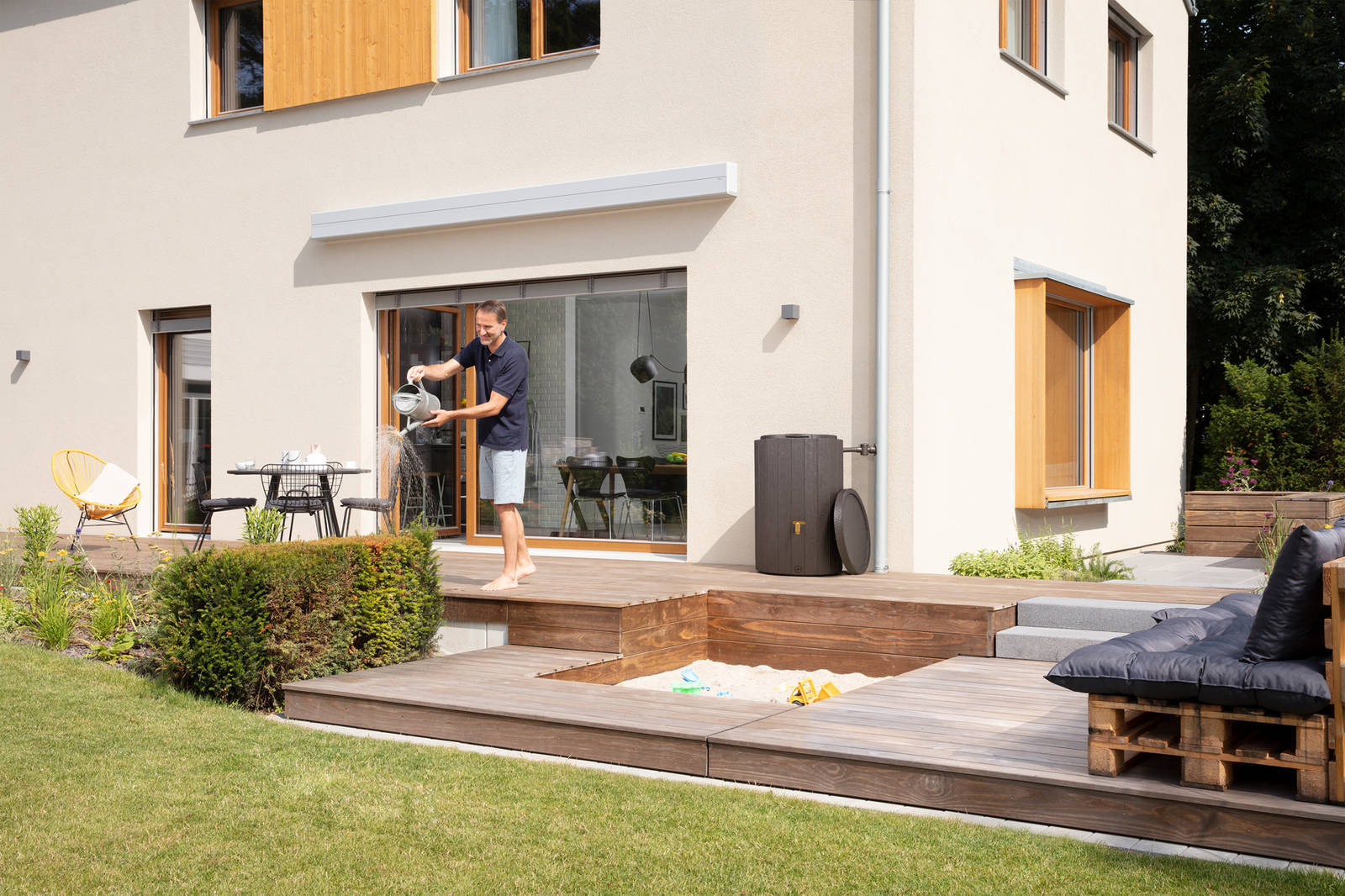 GRAF Regenspeicher » Madera « 220 l Volumen, inkl. Deckel & 3D Dekor