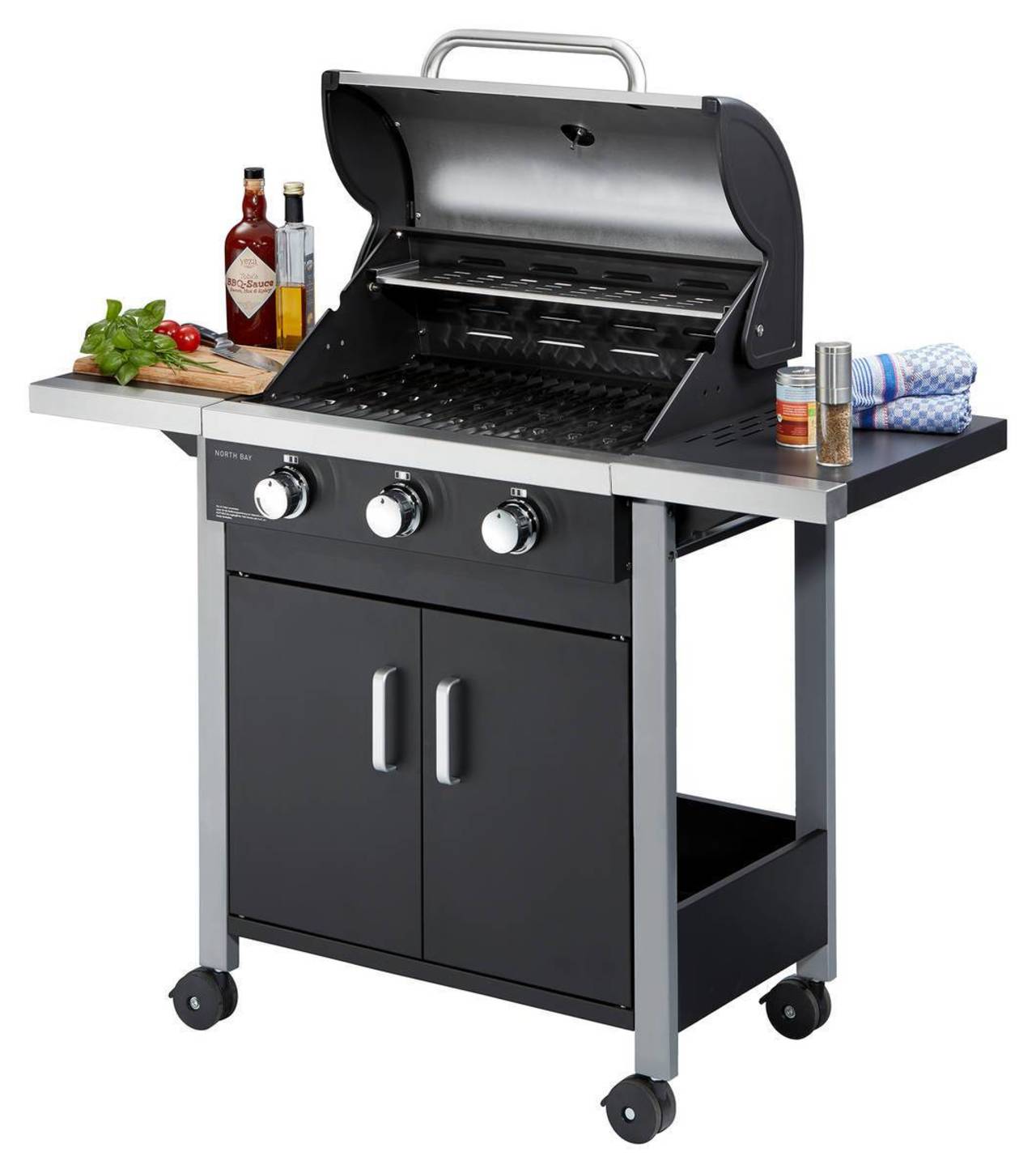 Mr. Gardener / Enders Gasgrill North Bay 3 Edelstahlbrenner + Unterschrank, Grill, BBQ