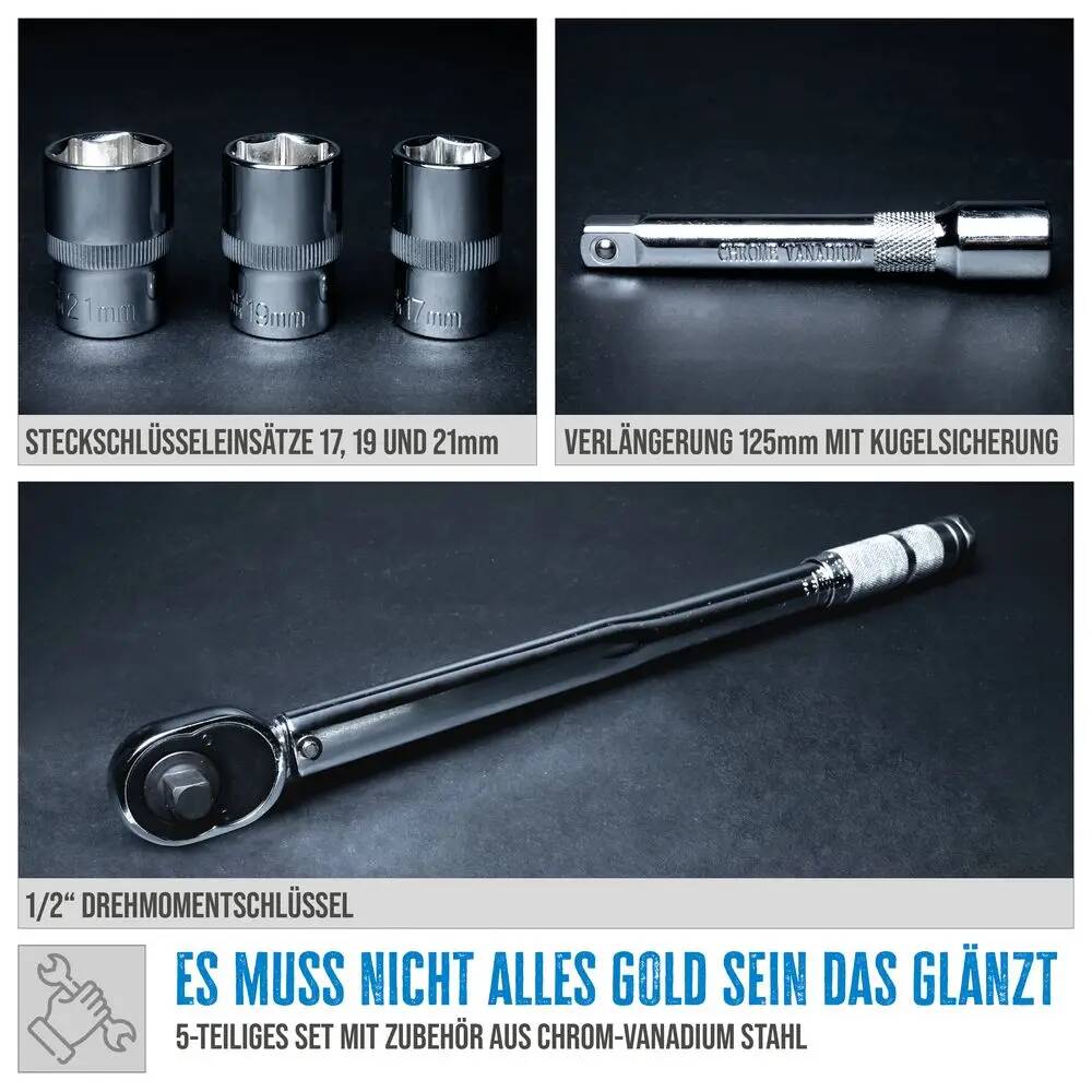 Güde » Drehmomentschlüssel Set 5-tlg « im Koffer, 40-210 Nm