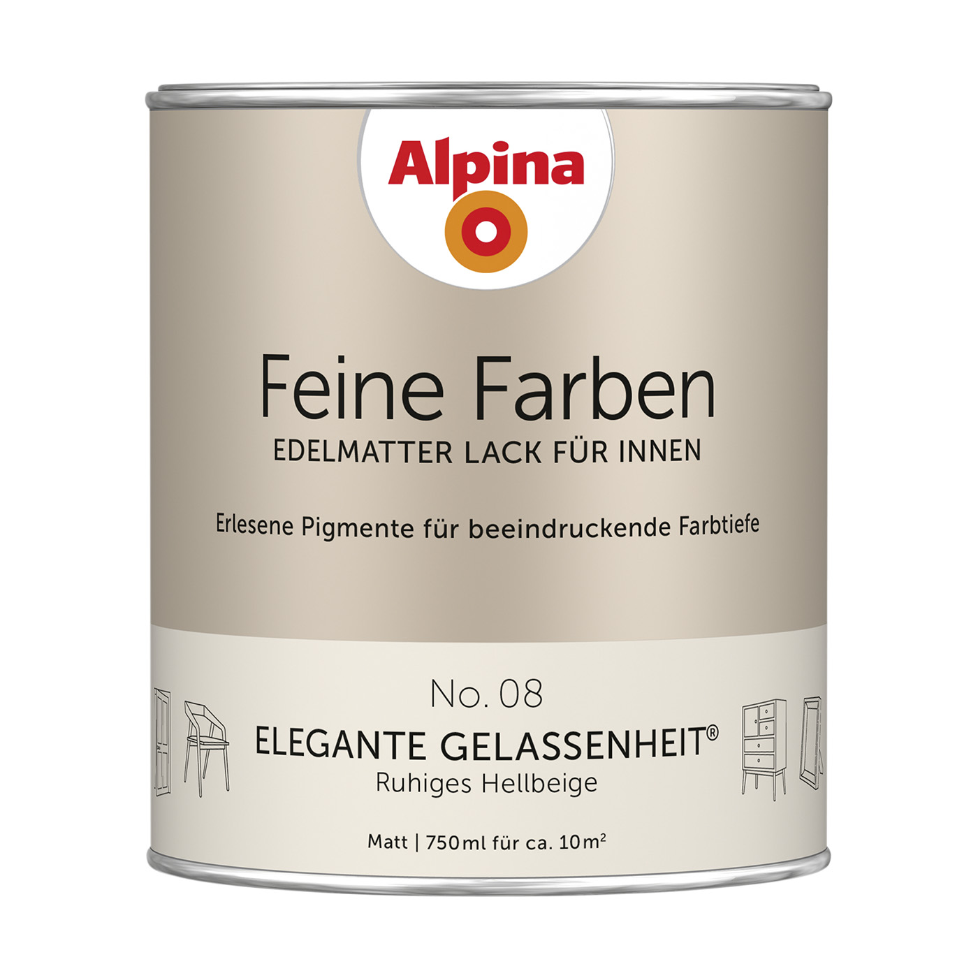 Alpina Feine Farben Lack » Elegante Gelassenheit « Hellbeige, 750 ml