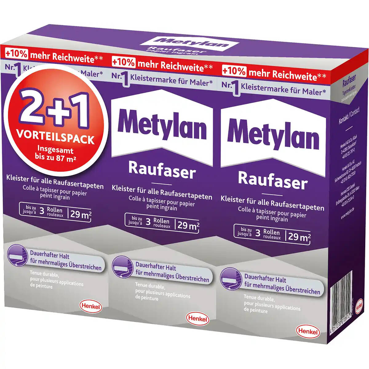 Henkel Tapetenkleister » Metylan Raufaser « 3x 180 g