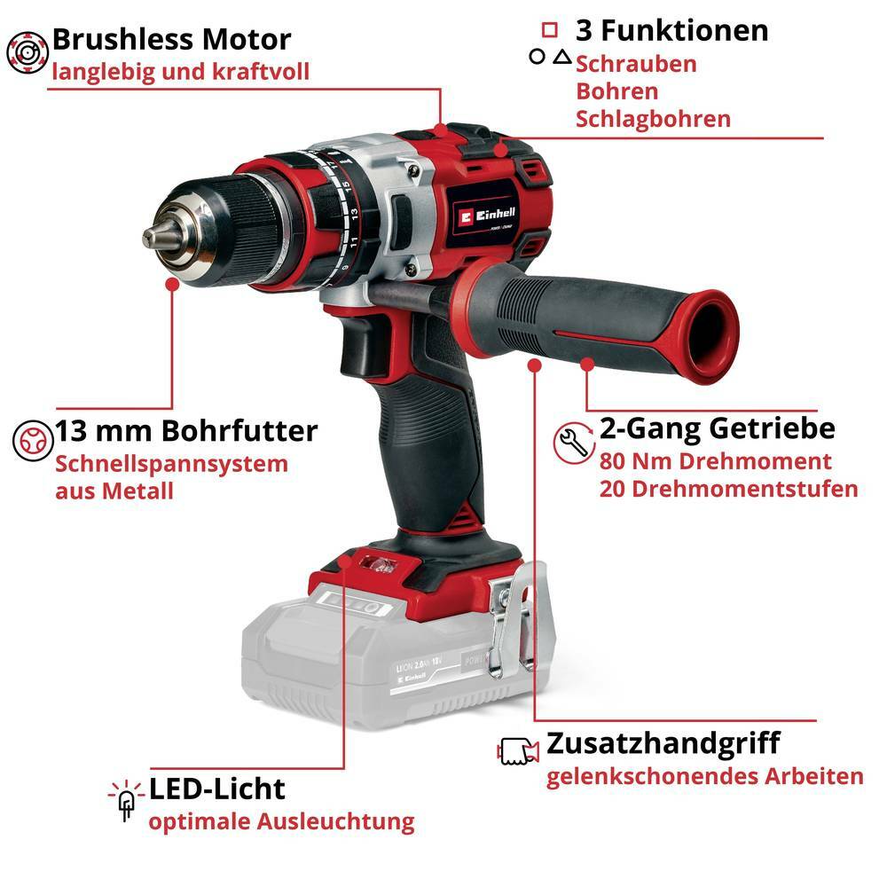 Einhell Akku-Schlagbohrschrauber » TP-CD 18/80 Li-i BL-Solo « 18 Volt