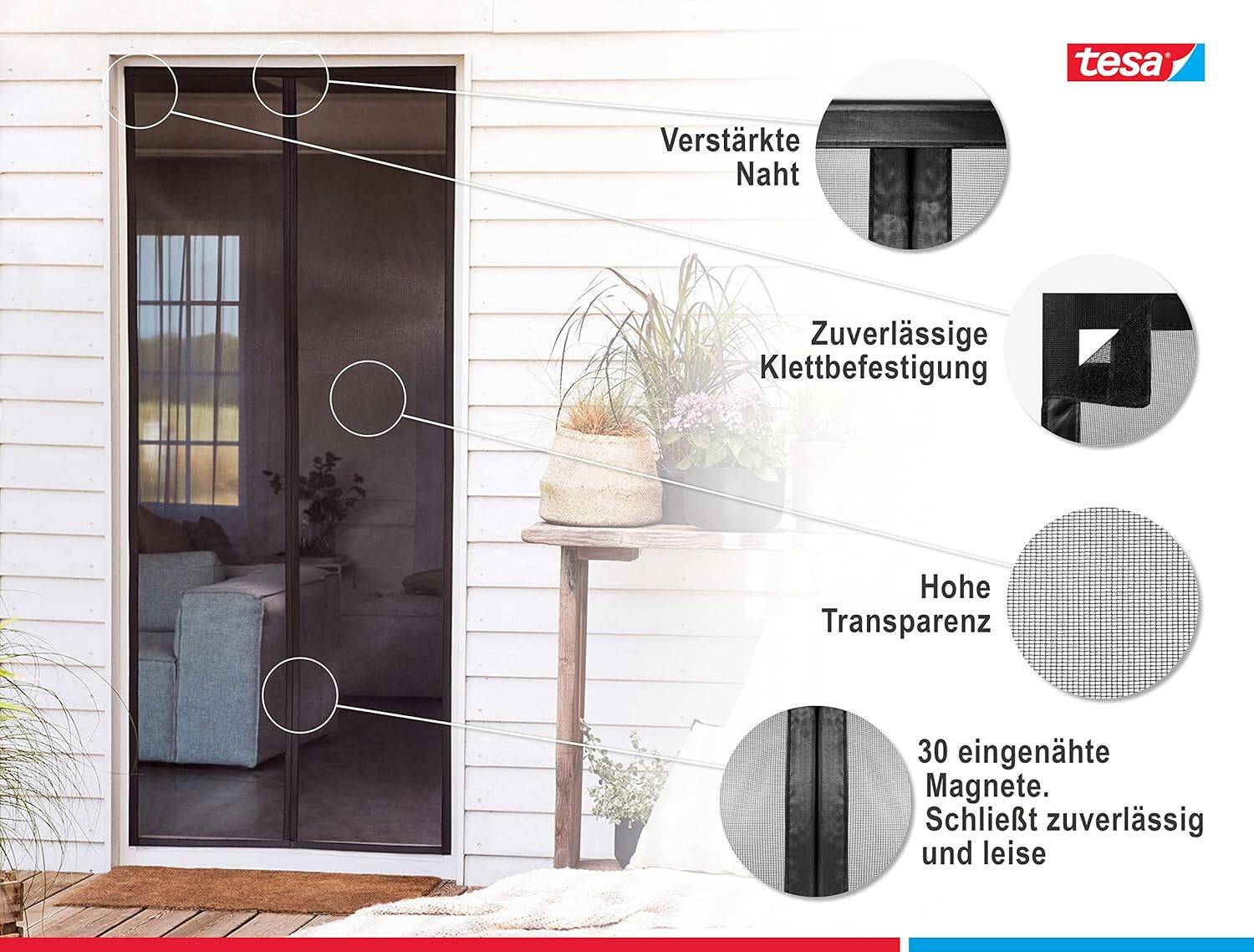 Tesa Magnetvorhang » InsectStop « bohrfreie Montage, 0,9 m x 2,10 m