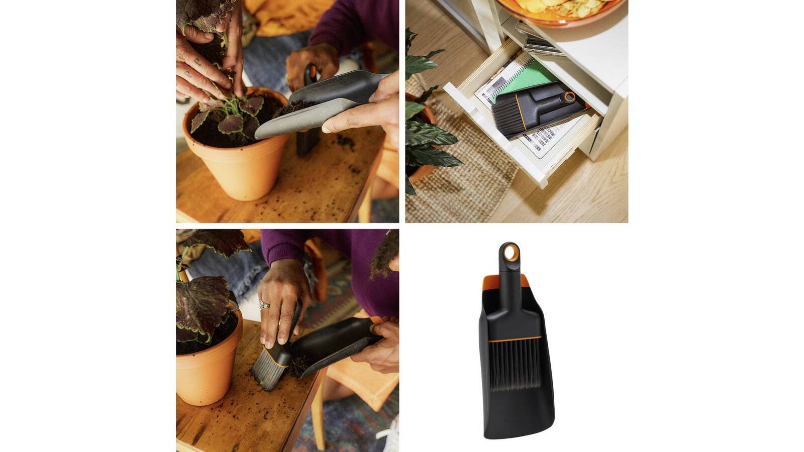 Fiskars Pflanzschaufel mit Bürste » 1071302 « 2-seitig nutzbar