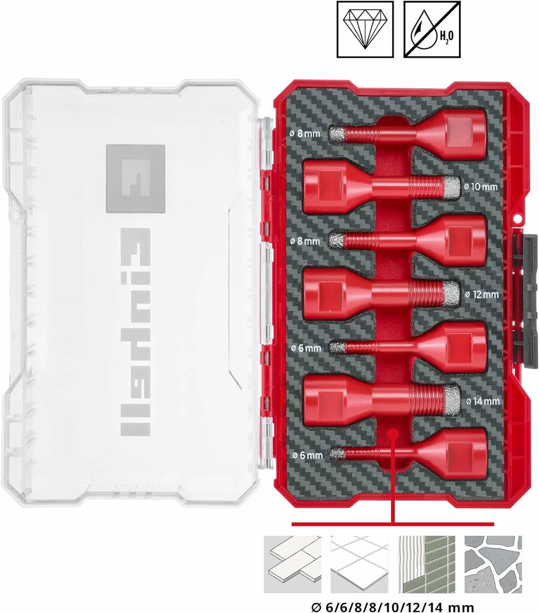 Einhell M-Case » Fliesenbohrer-Set « 7 mm hoher Diamantbesatz, 7 tlg.