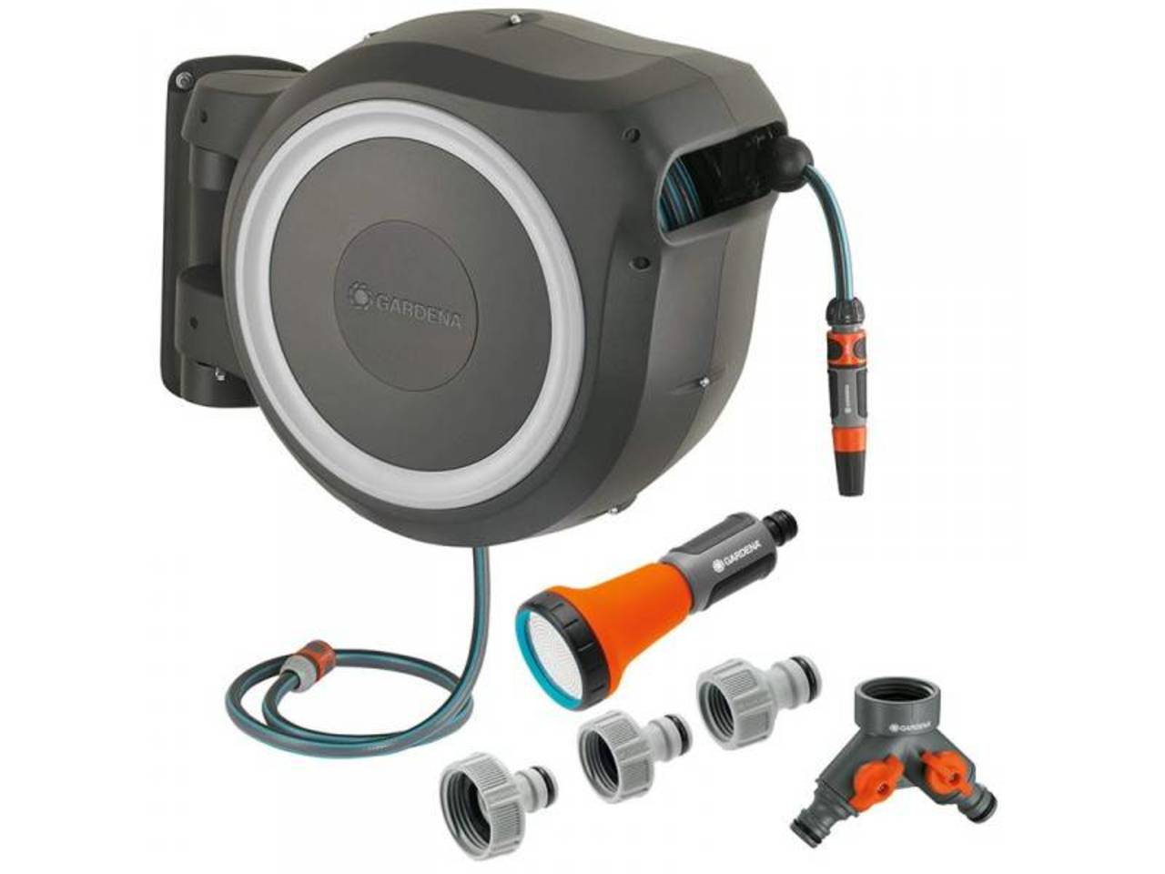 Gardena Wandschlauchbox » RollUP L « 30 m - Set mit Brause und Zubehör