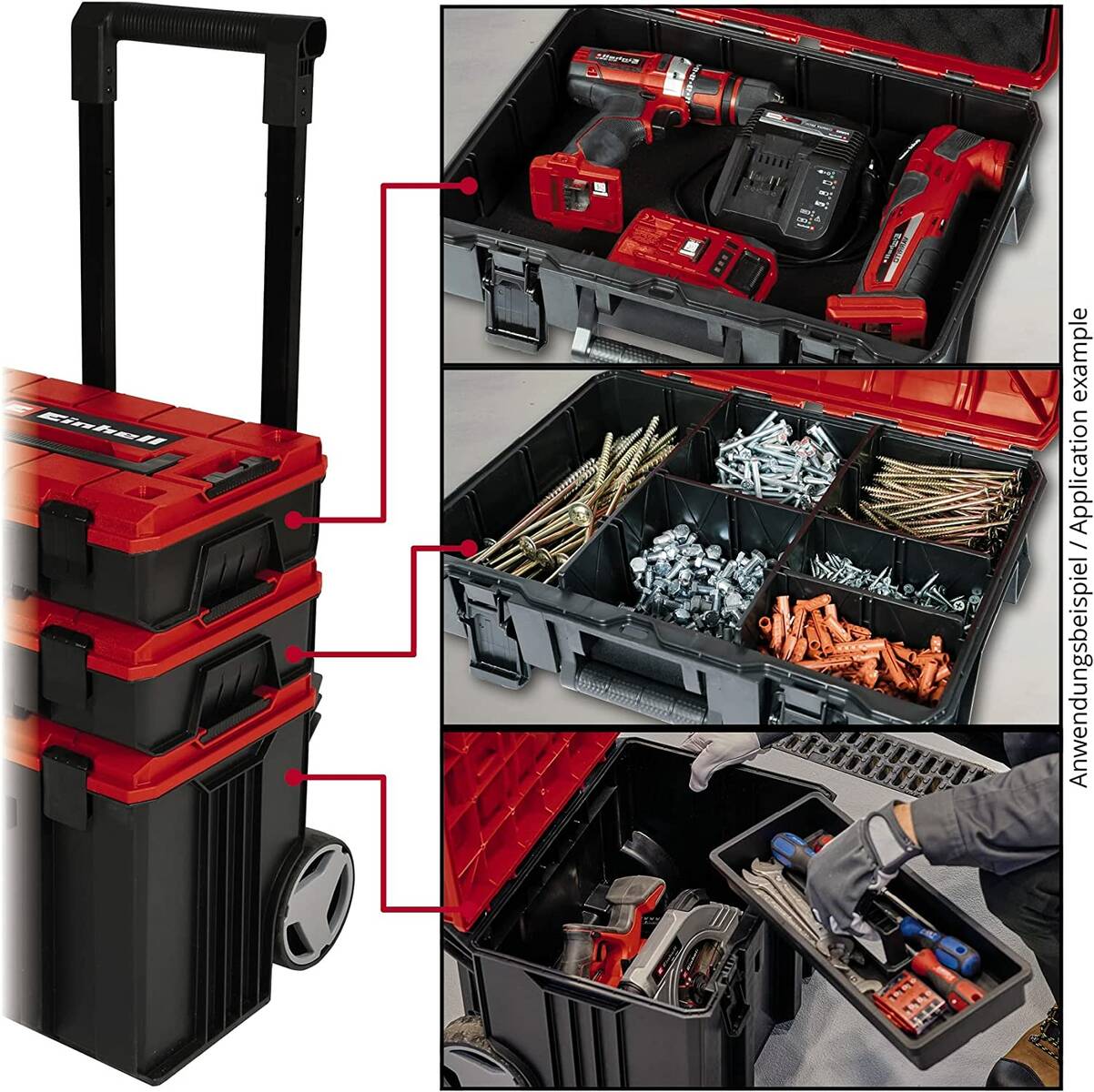 Einhell Transportkoffer Set » E-Case Tower « Mit Rollen, bis 120 kg