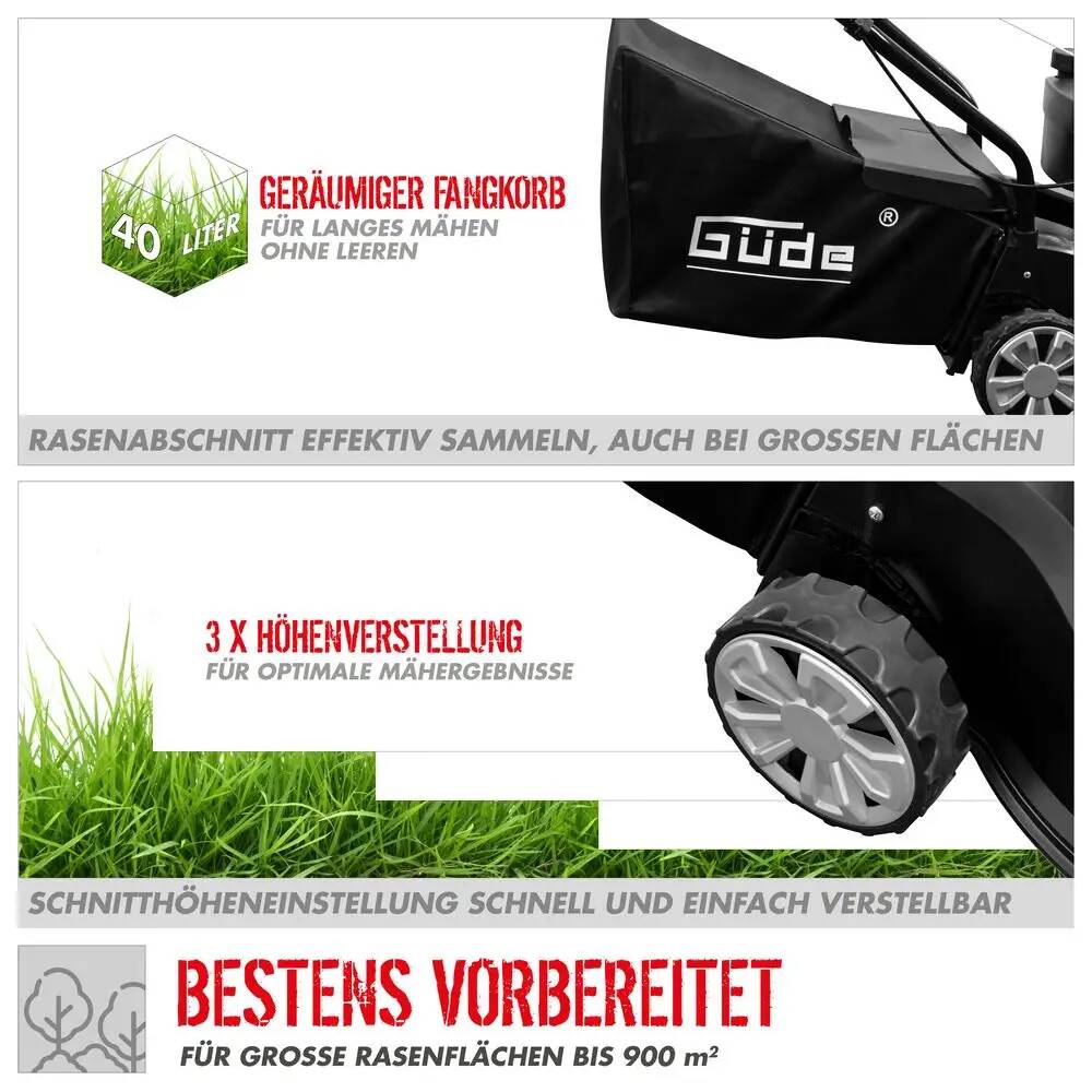 Güde Rasenmäher » ECO WHEELER 412.2 P « bis 900 m² 40 l Fangkorb, Benzin