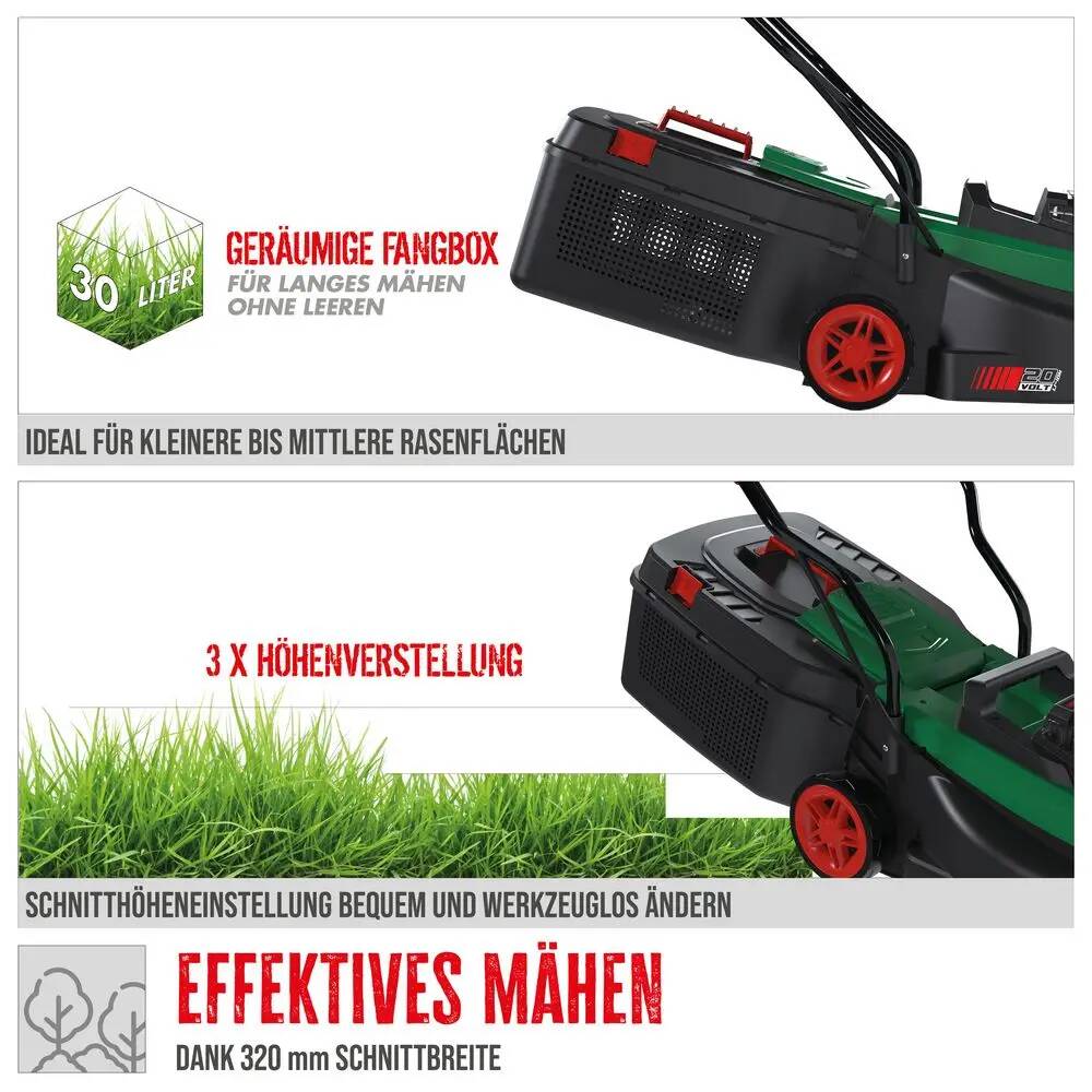 Güde Akku-Rasenmäher » 320/20-4 « Brushless, Softgrip, mit 4,0 Ah Akku