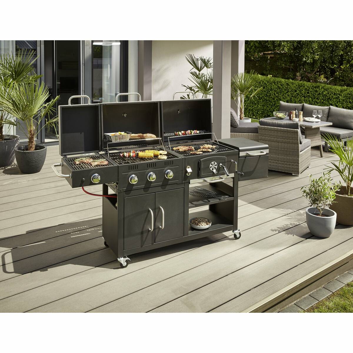 Mr. Gardener Holzkohle- und Gasgrill » Ottawa All-in-One « 3-in-1 BBQ