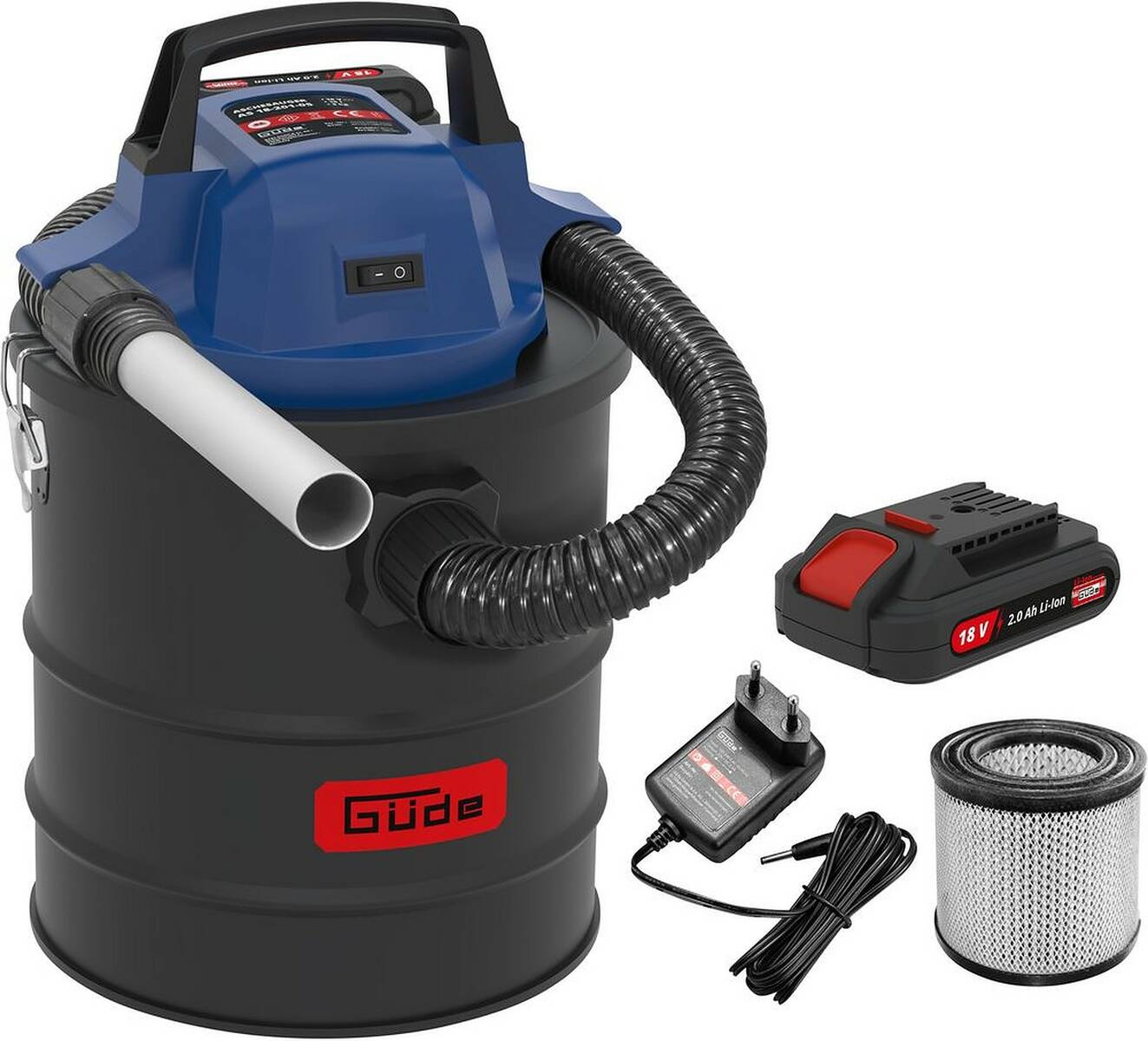 Güde Akku-Aschesauger » AS 18-201-05 « 15 Liter inkl. Akku & Ladegerät Güde Akku-Set AS 18-201-05