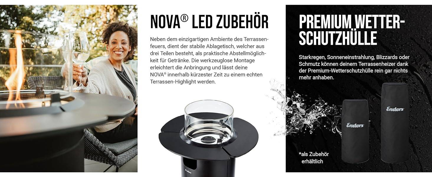 Enders Terrassenfeuer » Nova LED M Grey « Ambientes Flammenlicht