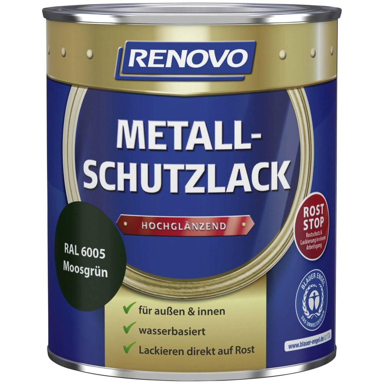 RENOVO Metallschutzlack » Moosgrün « hochglänzend - 750 ml