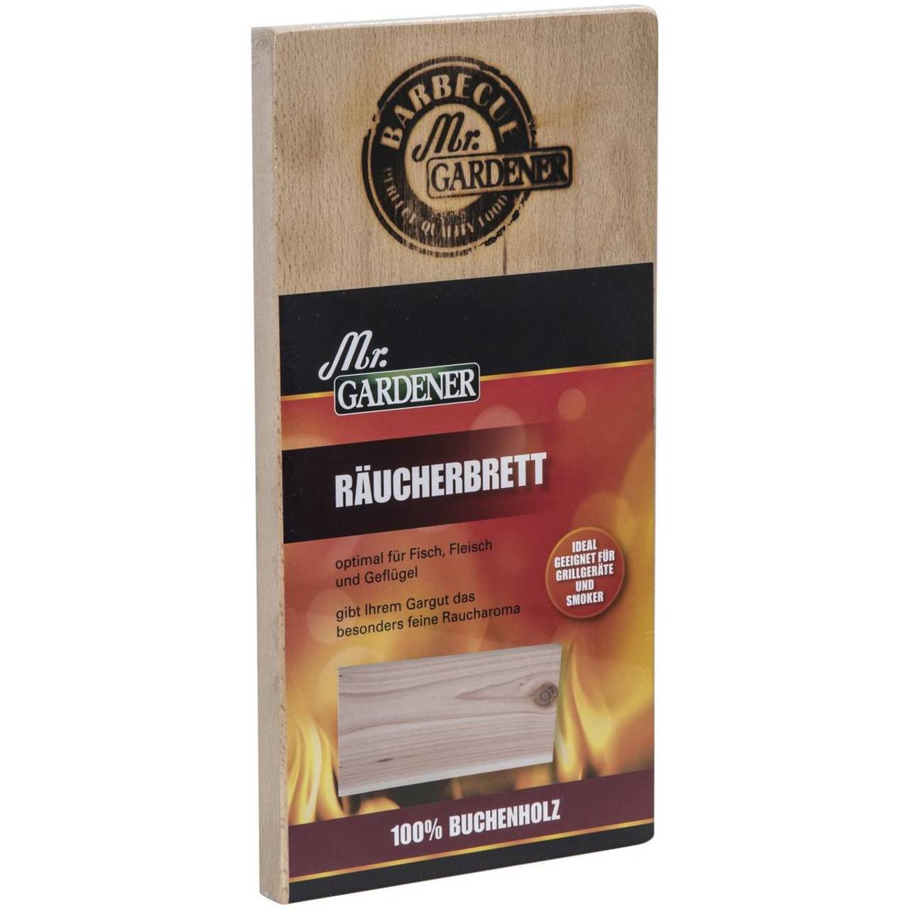 Mr. Gardener Räucherbrett » Buche « für Fleisch, Fisch und Geflügel
