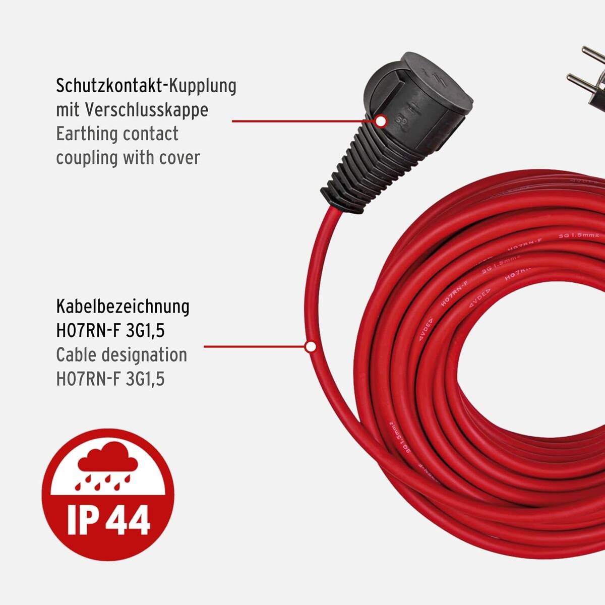 Brennenstuhl Verlängerungskabel » 1161860 « 25 Meter H05RR-F 3G1,5