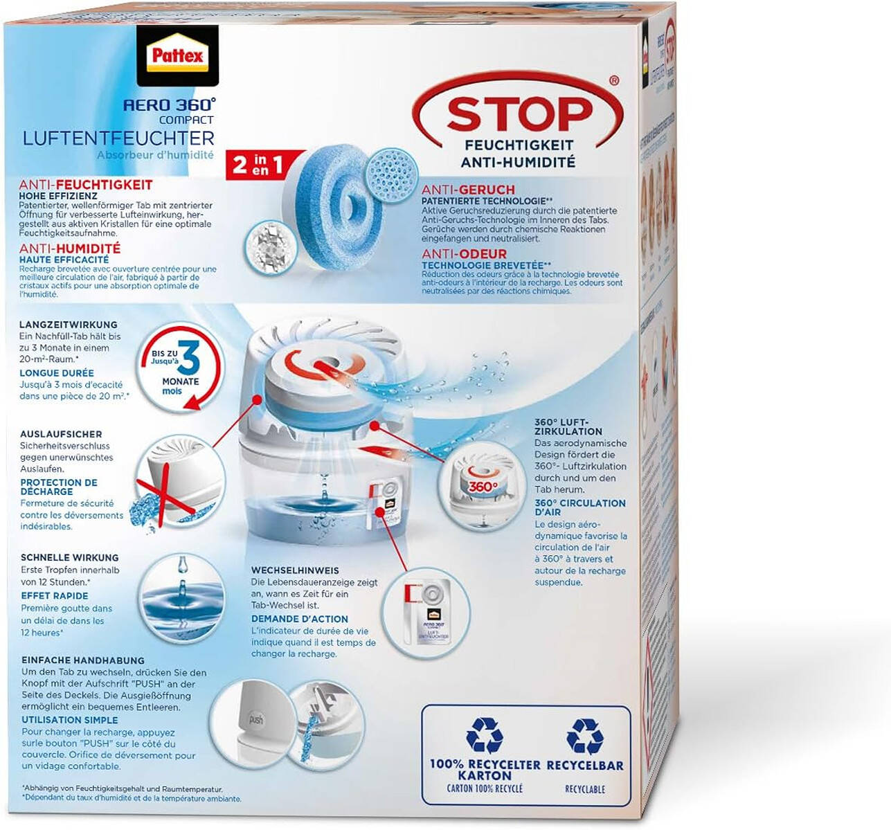 Pattex Luftentfeuchter AERO 360° » Peach « inkl. 1x Tab