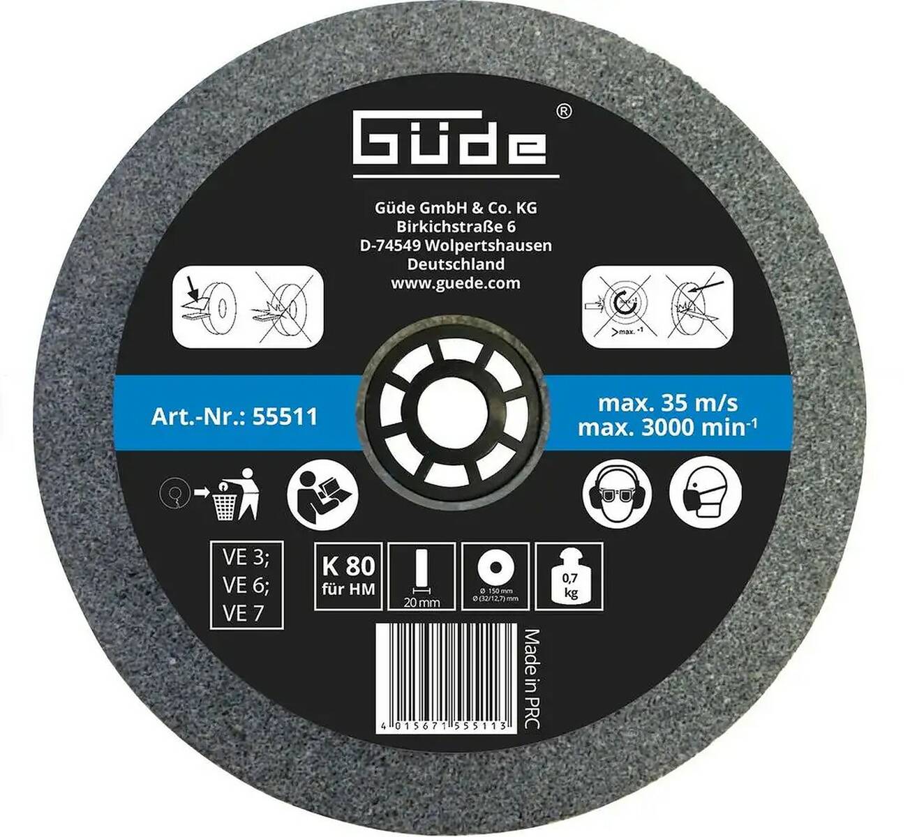 Güde Schleifscheibe » 55511 « K80 - 150 x 20 x 32 mm