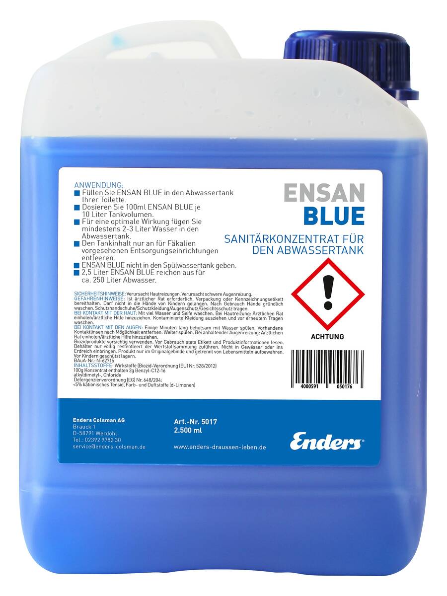 Enders Sanitärflüssigkeit » Ensan Blue « 2,5 l - Weniger Gas & Gerüche
