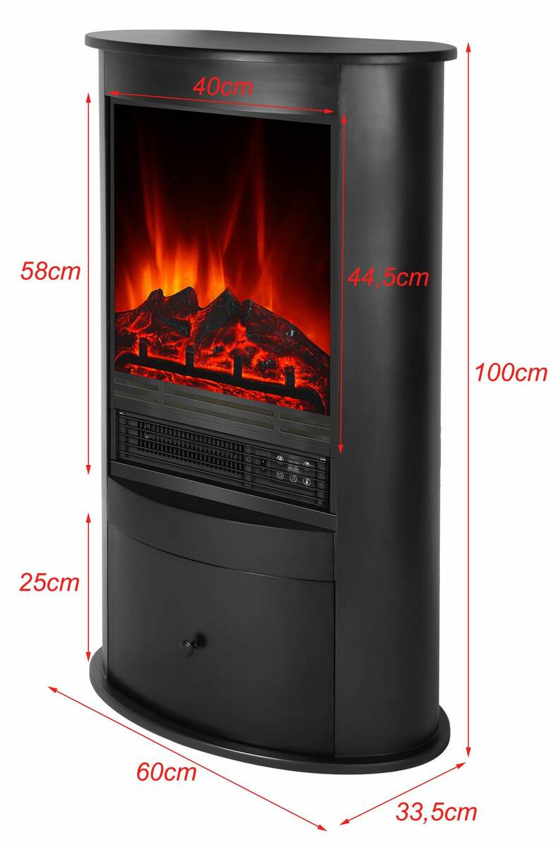 El Fuego Elektrokamin » Wien II « AY0719, schwarz, dimmbar, mit Timer