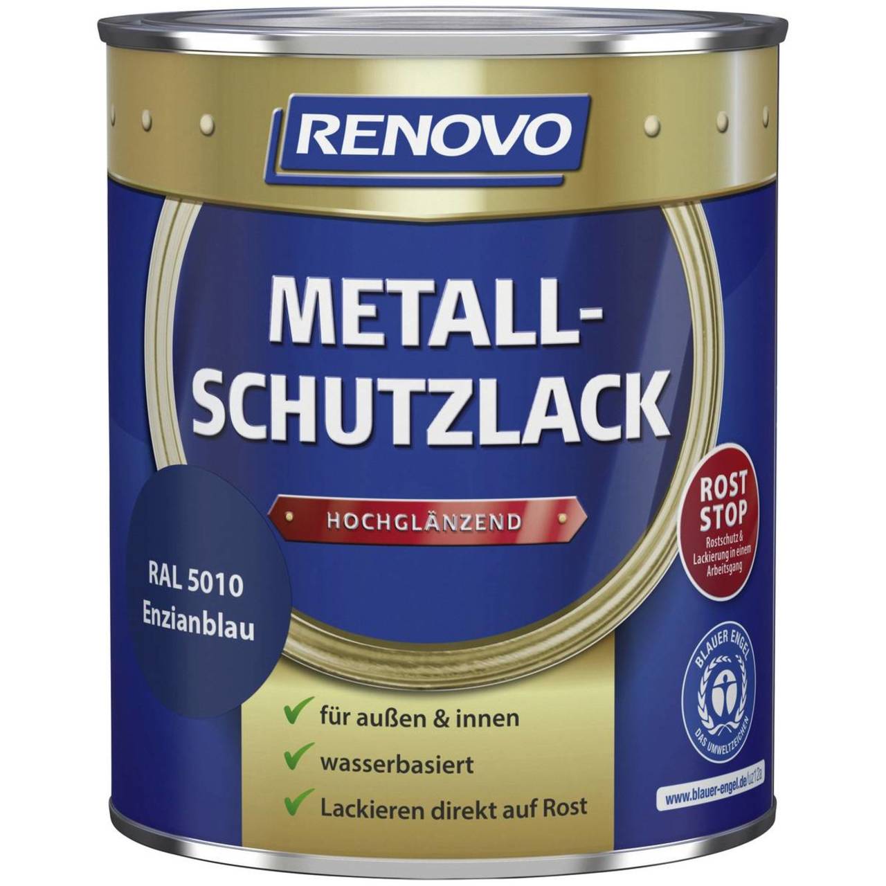 RENOVO Metallschutzlack » Enzianblau « hochglänzend - 750 ml