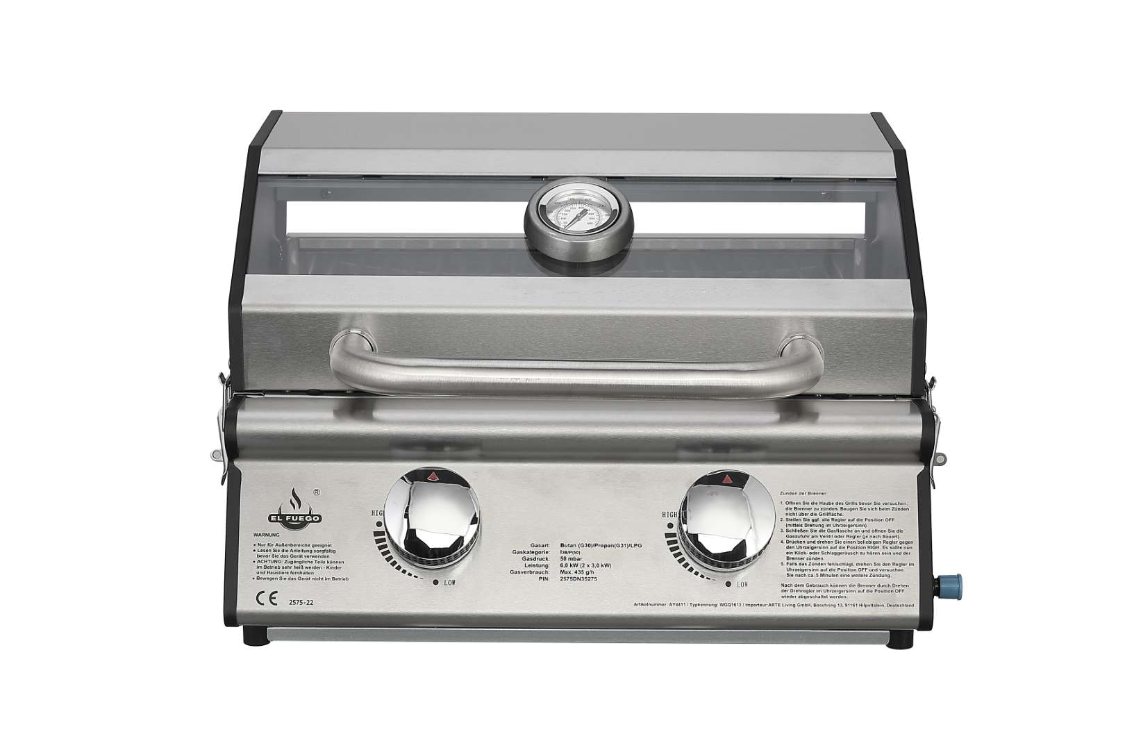 El Fuego Gasgrill » Jesolo « 2 Edelstahl-Brenner je 3,0 kW AY4411