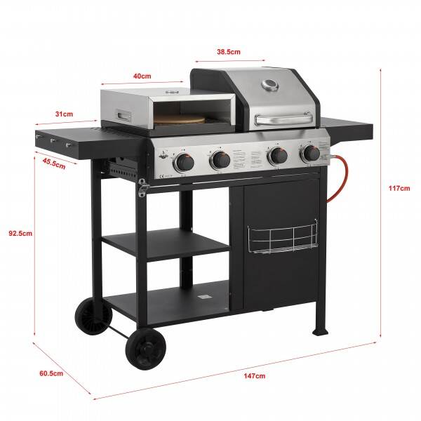 El Fuego 3-in-1 Kombigrill » Boston « AY0533 inkl. Pizzastein