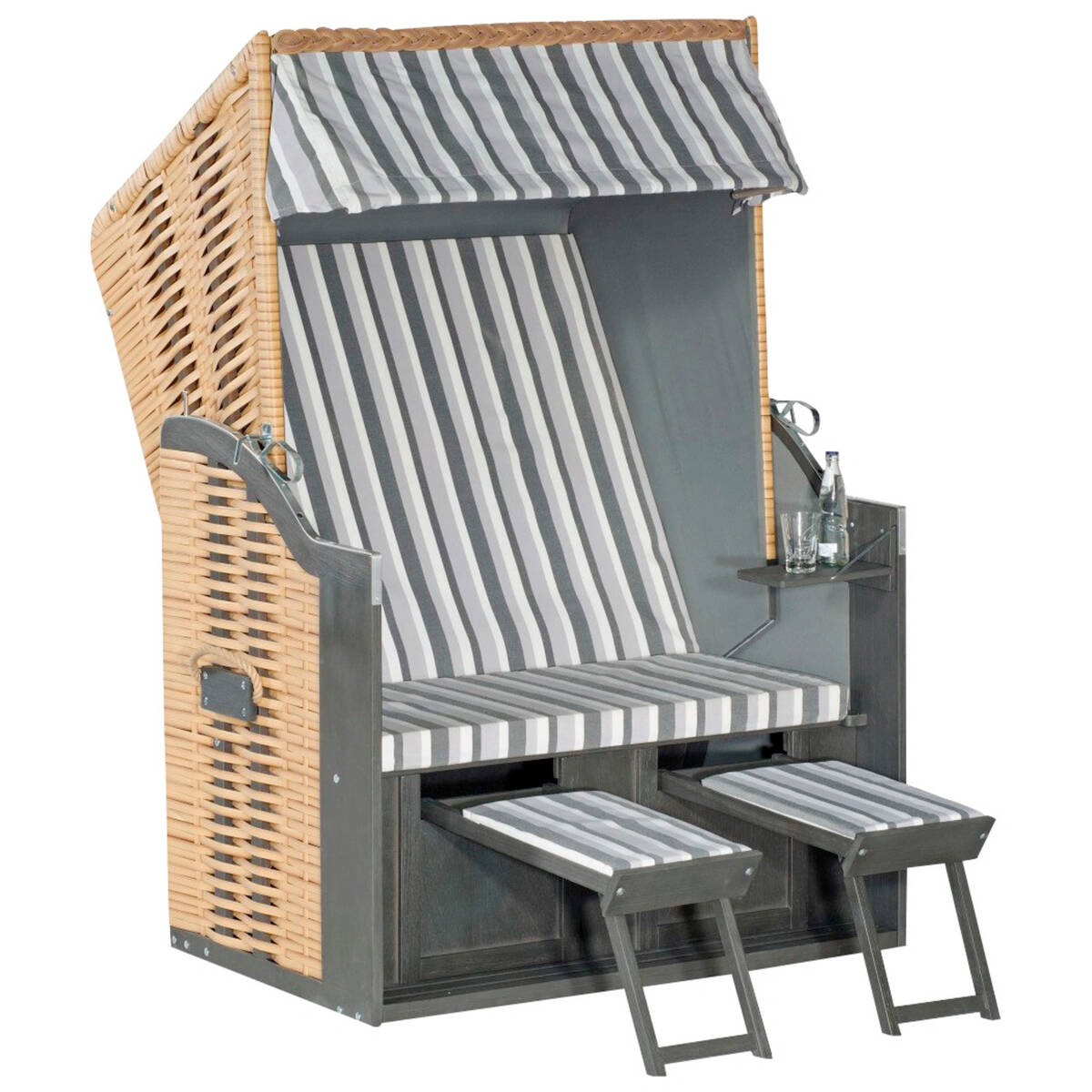 Sunny Smart Strandkorb » Rustikal 15 Z « 1 Ablage, Naturoptik, Akazie