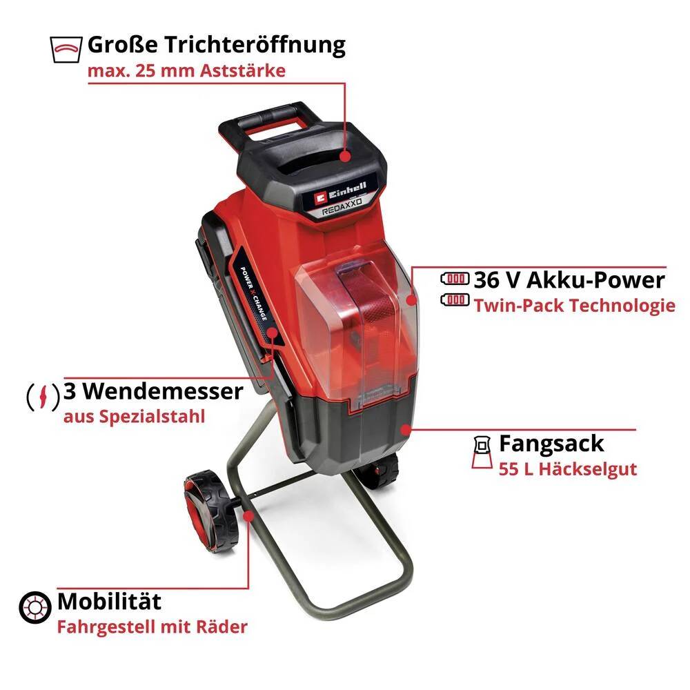 Einhell Akku-Messerhäcksler » REDAXXO 36/25 « Sologerät, Power-X-Change