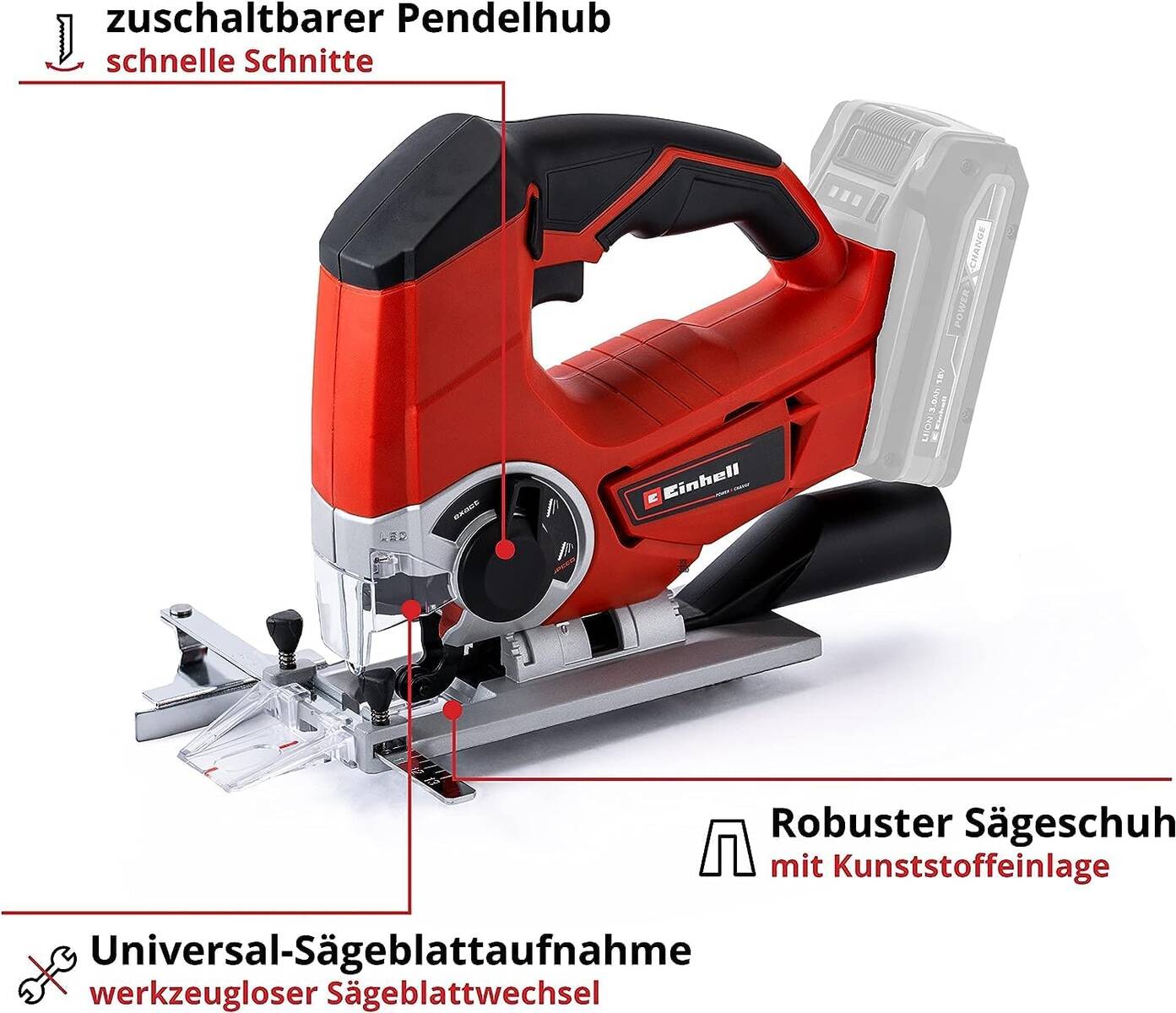 Einhell Akku-Pendelhubstichsäge » TE-JS 18/80 Li-Solo « LED-Licht