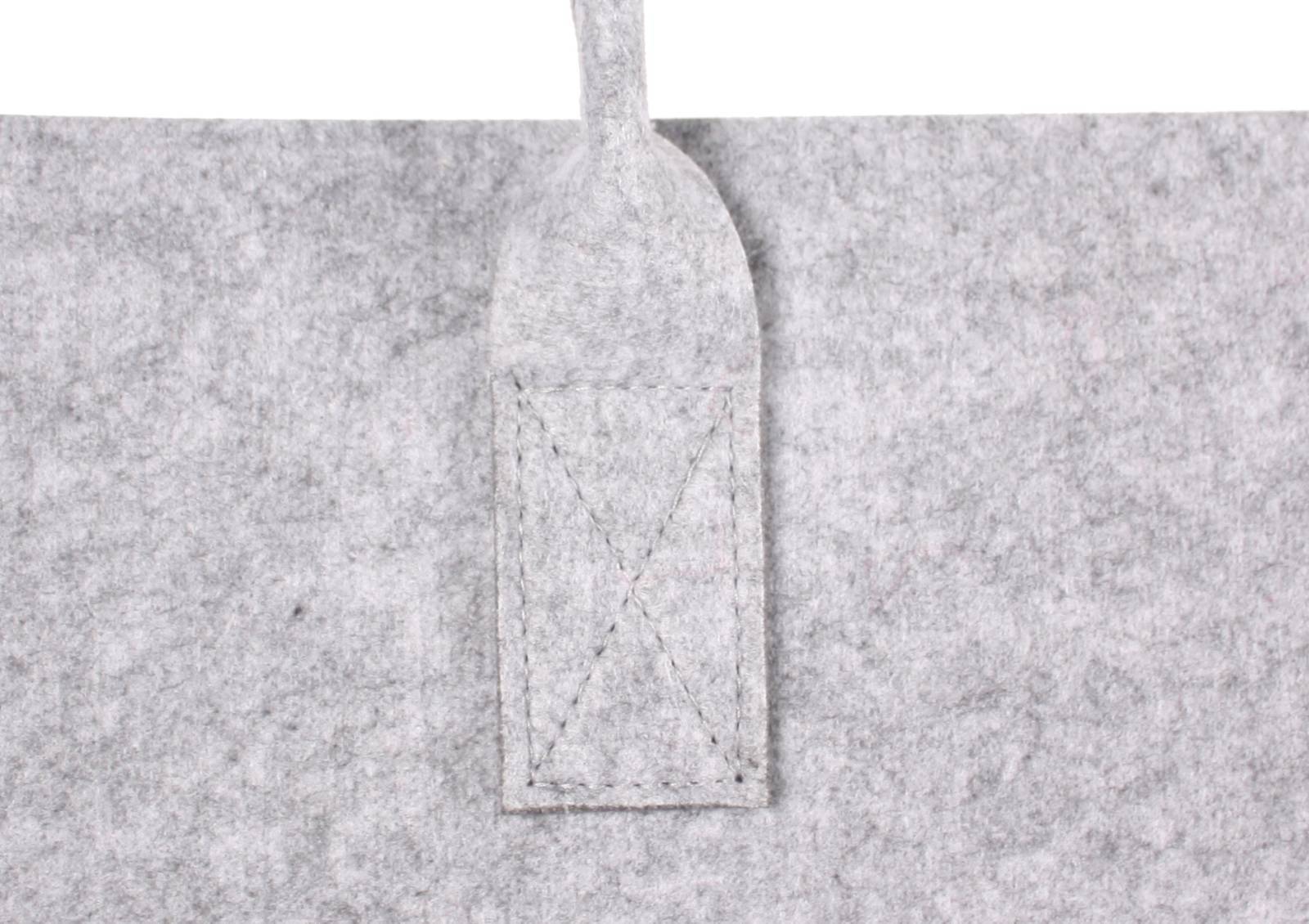 Kaminholztasche grau aus Filzstoff 5 mm mit 2 Tragegriffen 50x34x27 cm