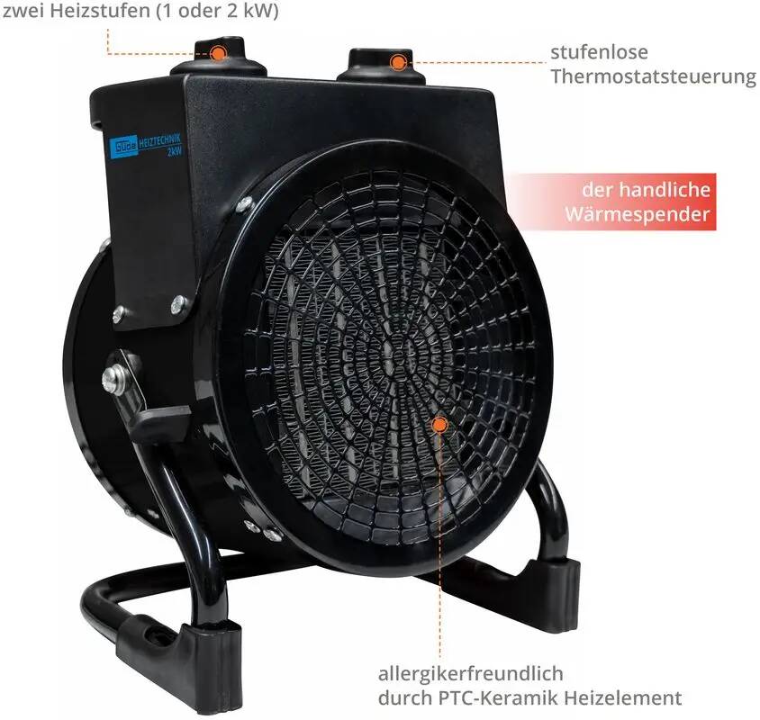 Güde Heizlüfter » GH 2000 K « 2 Stufen, 1-2 kW, Schutzkontakt-Stecker