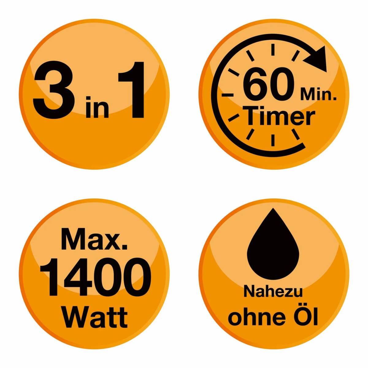 Kochwerk Heißluftfritteuse » weiß « 1400W, 3 Liter, Touch-Display, Tim