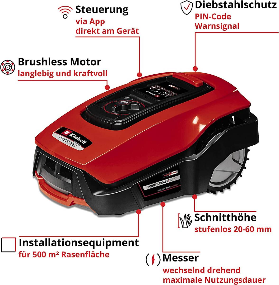 Einhell Mähroboter » FREELEXO 500 BT « Inkl. Regensensor u. Bluetooth
