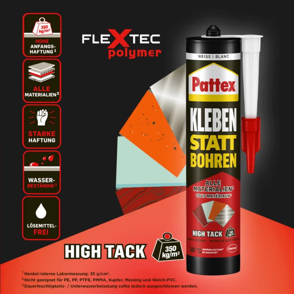 Pattex Montagekleber » 2708149 « Kleben statt Bohren High Tack Weiß