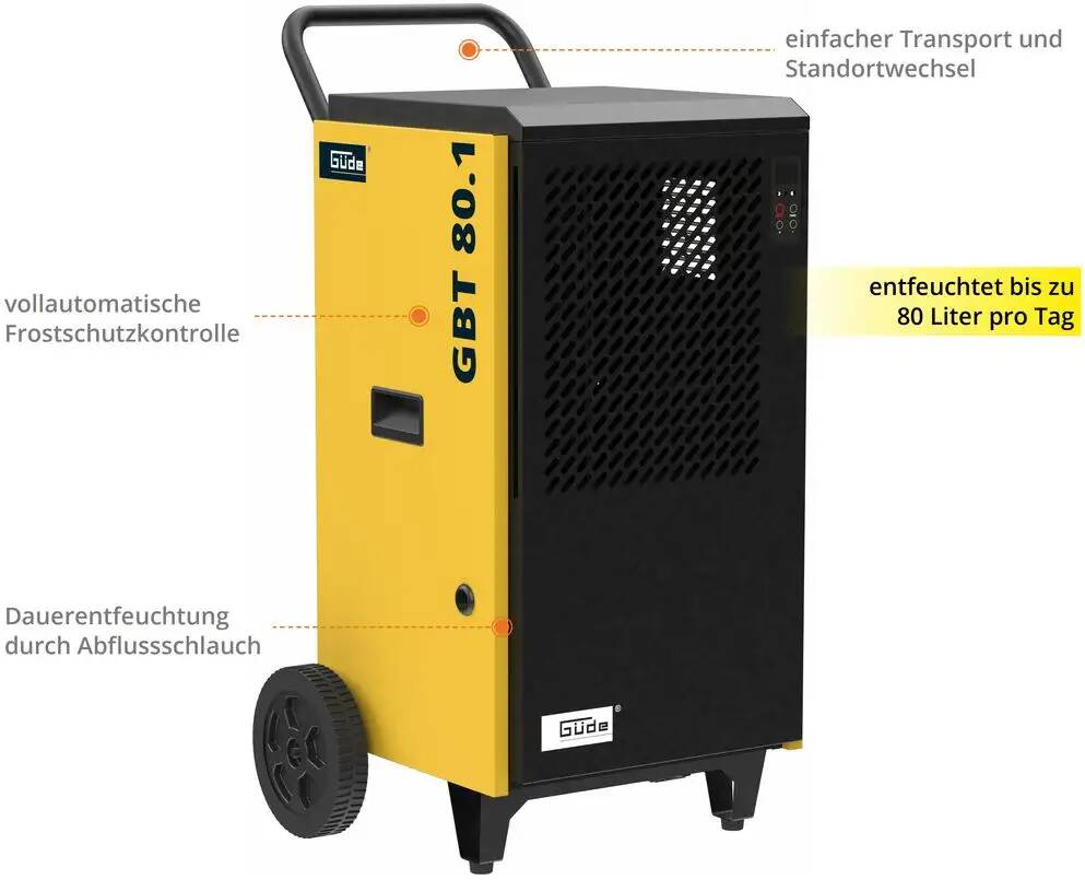 Güde Bautrockner » GBT 80.1 « bis 80 l / 24 h, 400 m³/h, R290, 58 dB