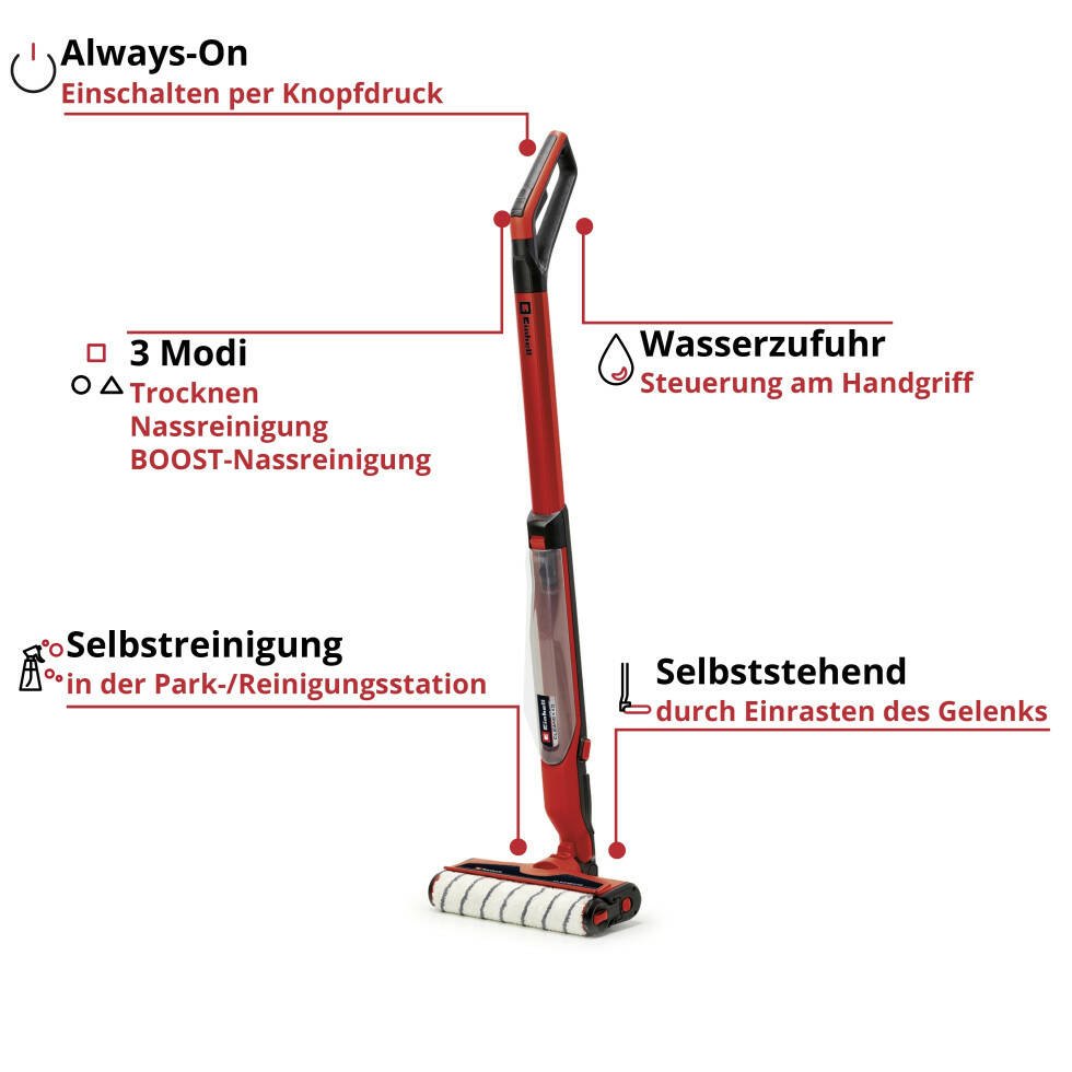 Einhell Akku-Hartbodenreiniger » CLEANEXXO « mit Boost-Mode, 18 V Solo