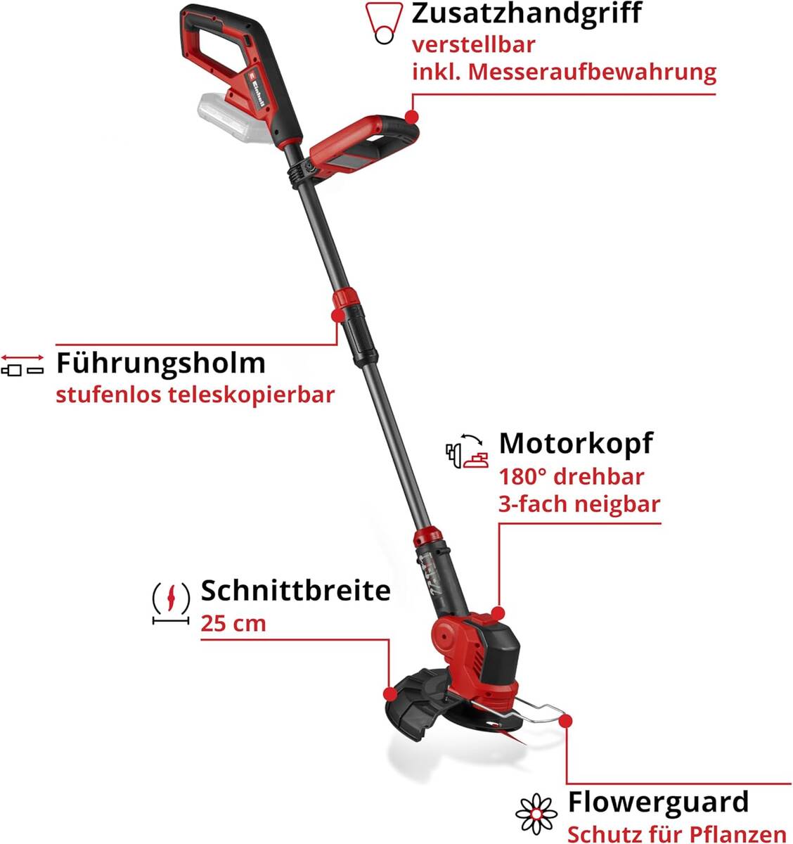 Einhell Akku-Rasentrimmer » GE-CT 18/25-1 Li-Solo « mit Spule & Messer