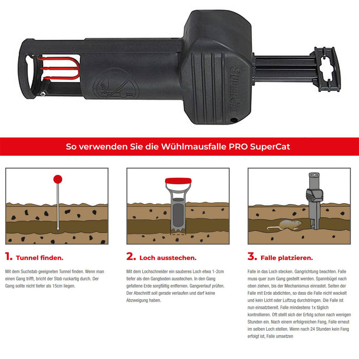 Swissinno Wühlmausfalle » PRO SuperCat « Effektiv und schneller Fang