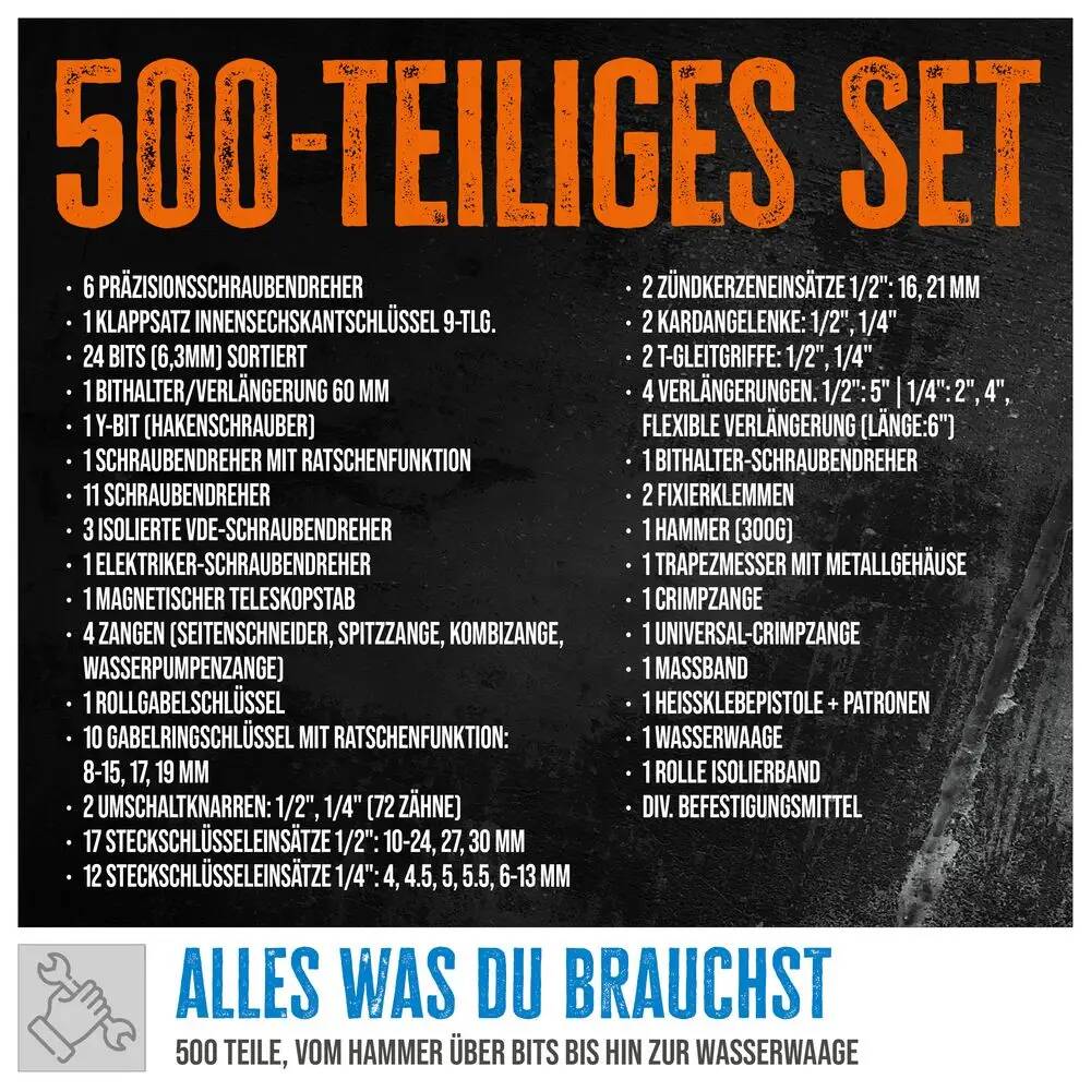 Güde Werkzeug-Trolley » GWZT 500 « 500 Teile im Rollkoffer