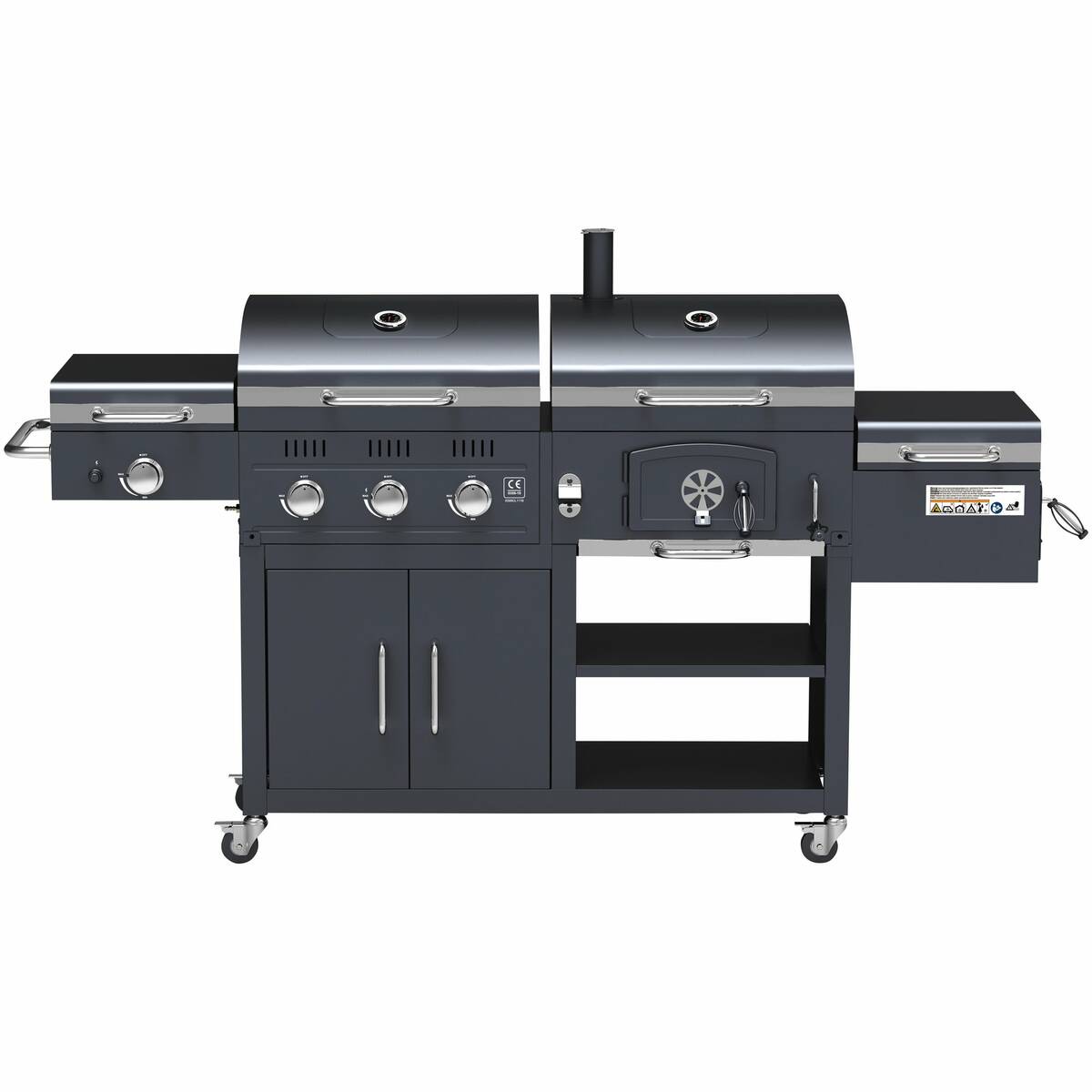 Mr. Gardener Holzkohle- und Gasgrill » Ottawa All-in-One « 3-in-1 BBQ