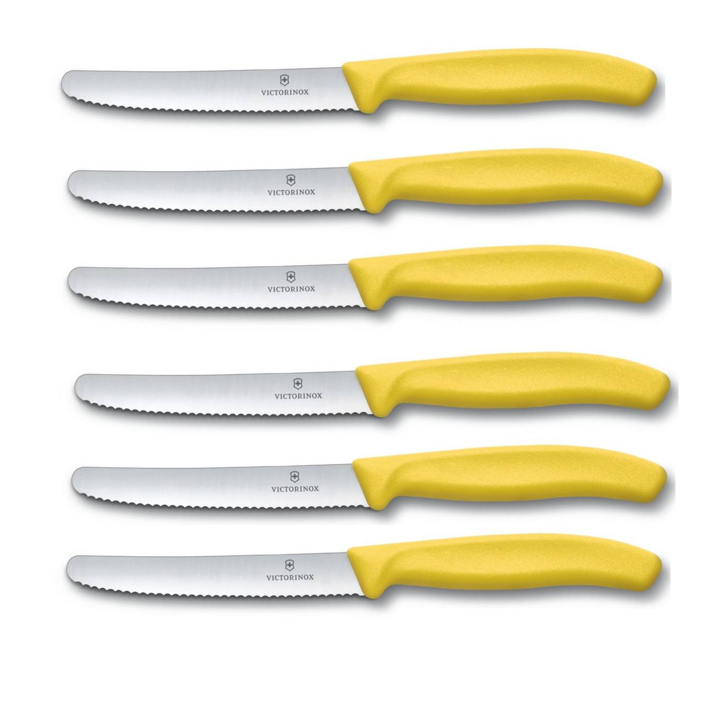 6 X VICTORINOX Tomatenmesser, Brötchenmesser, Küchenmesser gelb Swiss Classic