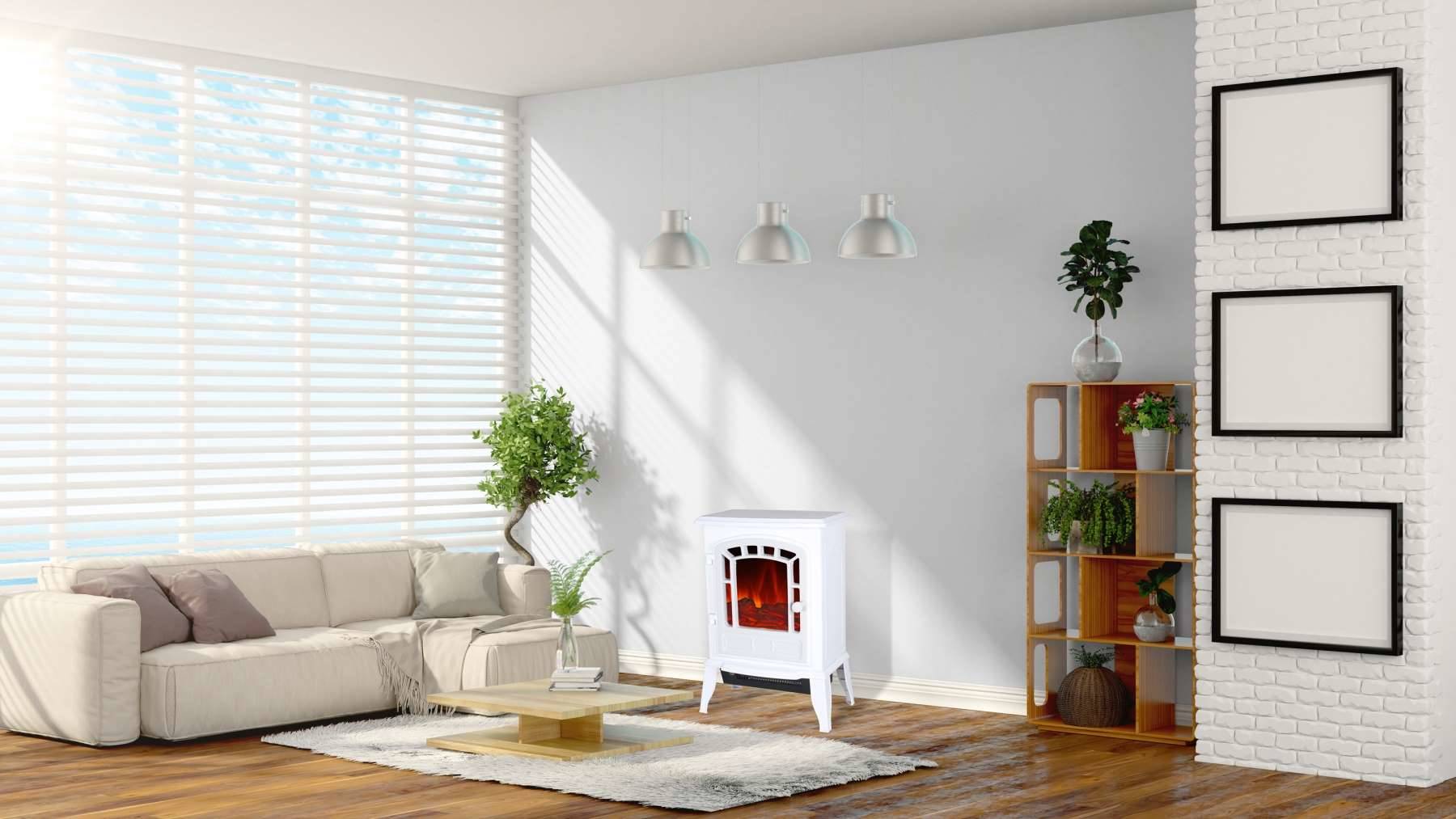 El Fuego® Elektrokamin » Como « Weiß, LED Beleuchtung & Gluteffekt