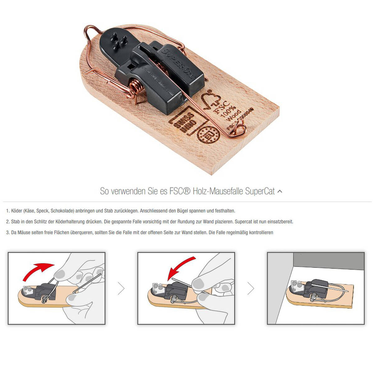 Swissinno FSC® Holz Mausefalle » SUPERCAT « innovative Fanglösung